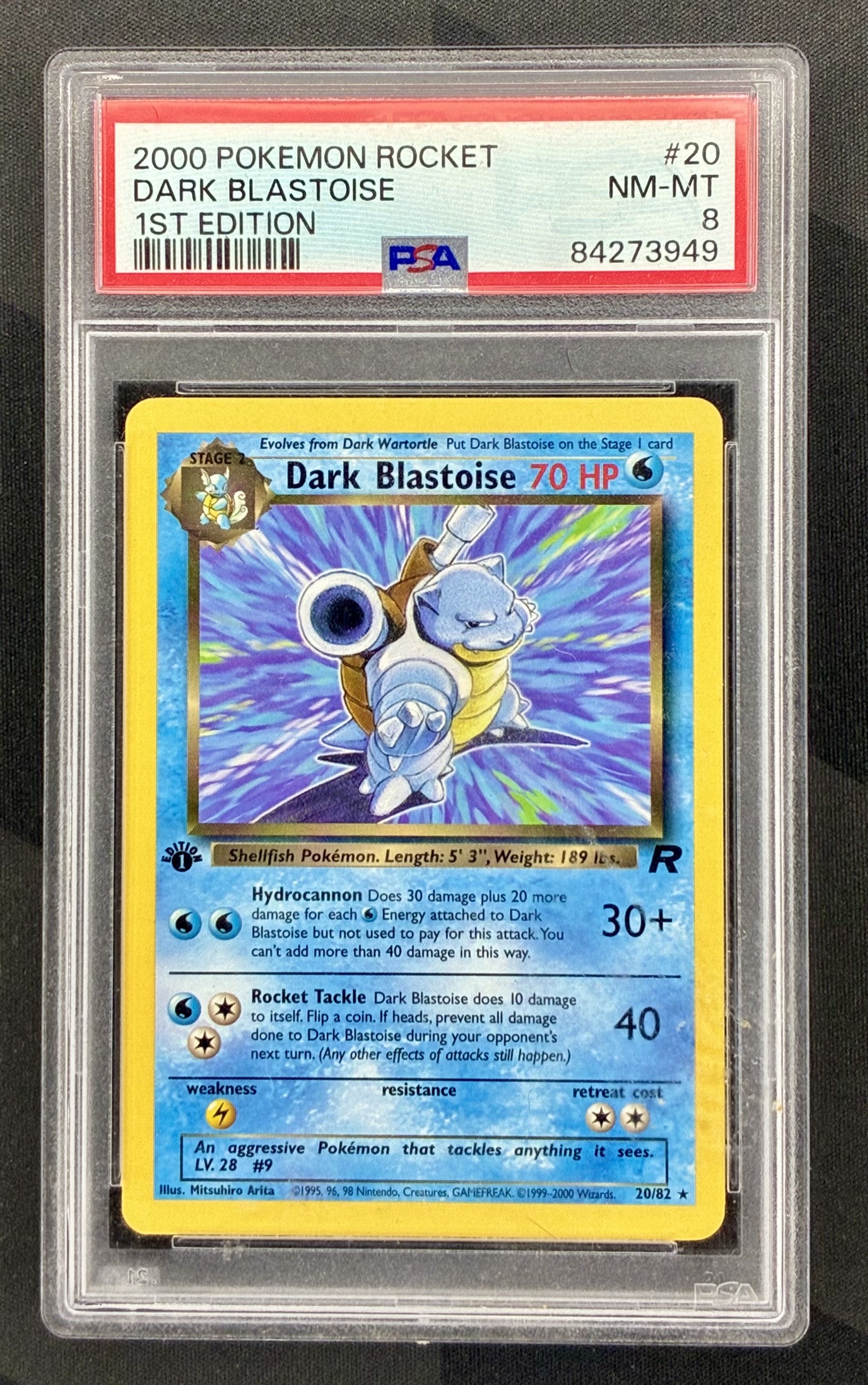 PSA 8 Dark Blastoise 20/82 Team Rocket 1st Edition Pokemon Card