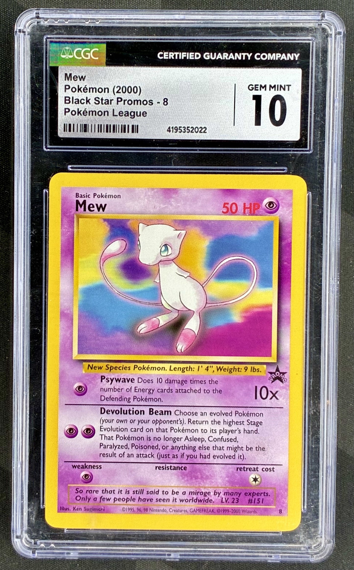 CGC 10 Mew Black Star Promo 8 Pokemon League 2000 Card