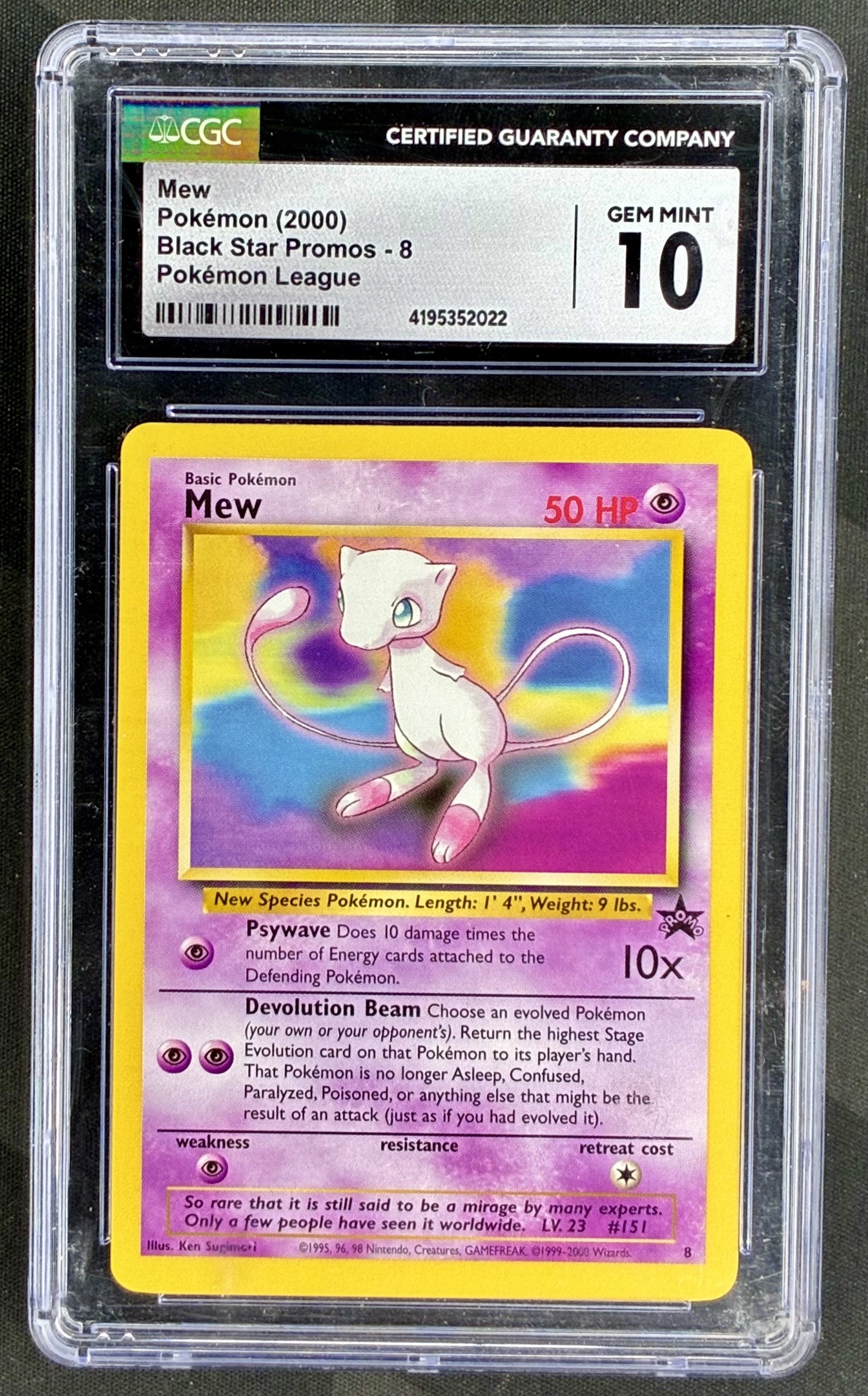 CGC 10 Mew Black Star Promo 8 Pokemon League 2000 Card