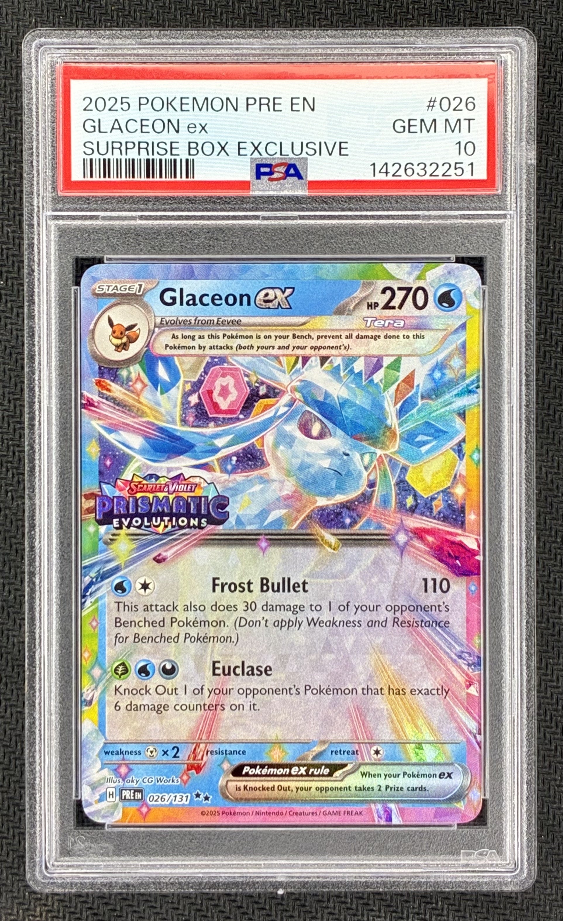 PSA 10 Glaceon ex 026/131 Stamped Surprise Box Pokemon Card