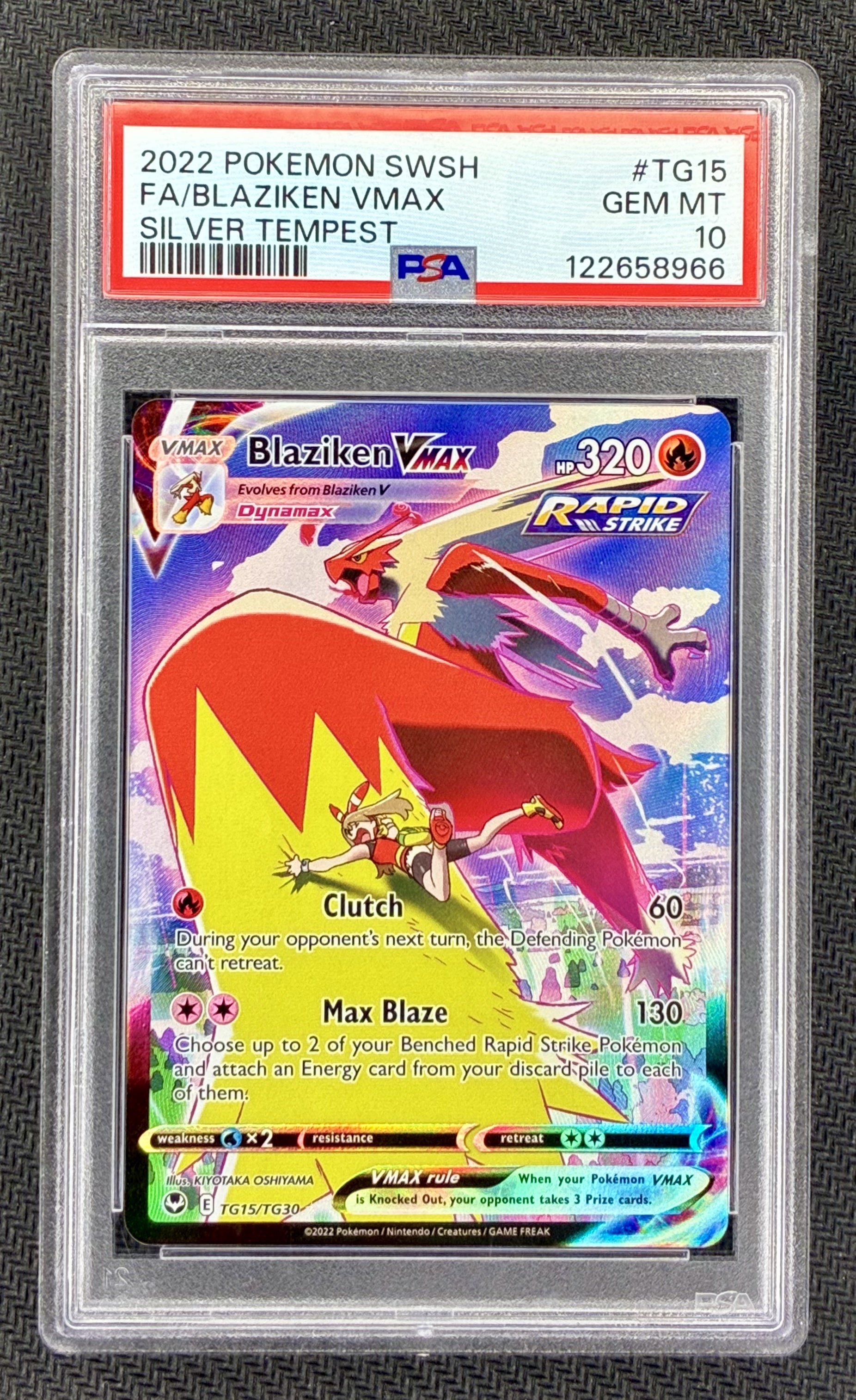 PSA 10 Blaziken VMAX TG15/TG30 Silver Tempest Pokemon Card