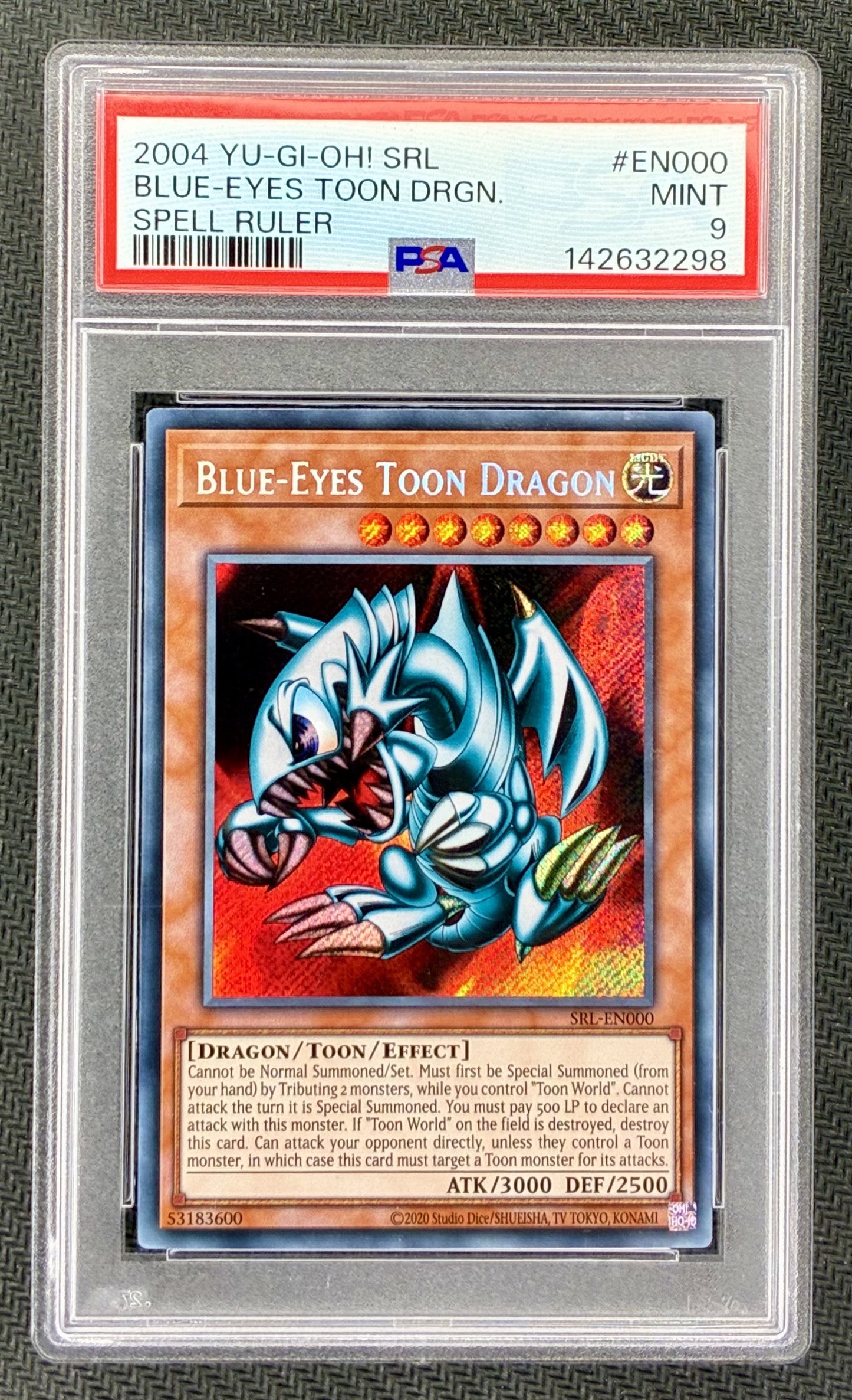 PSA 9 Blue-Eyes Toon Dragon SRL-EN000 Spell Ruler Yu-Gi-Oh Card