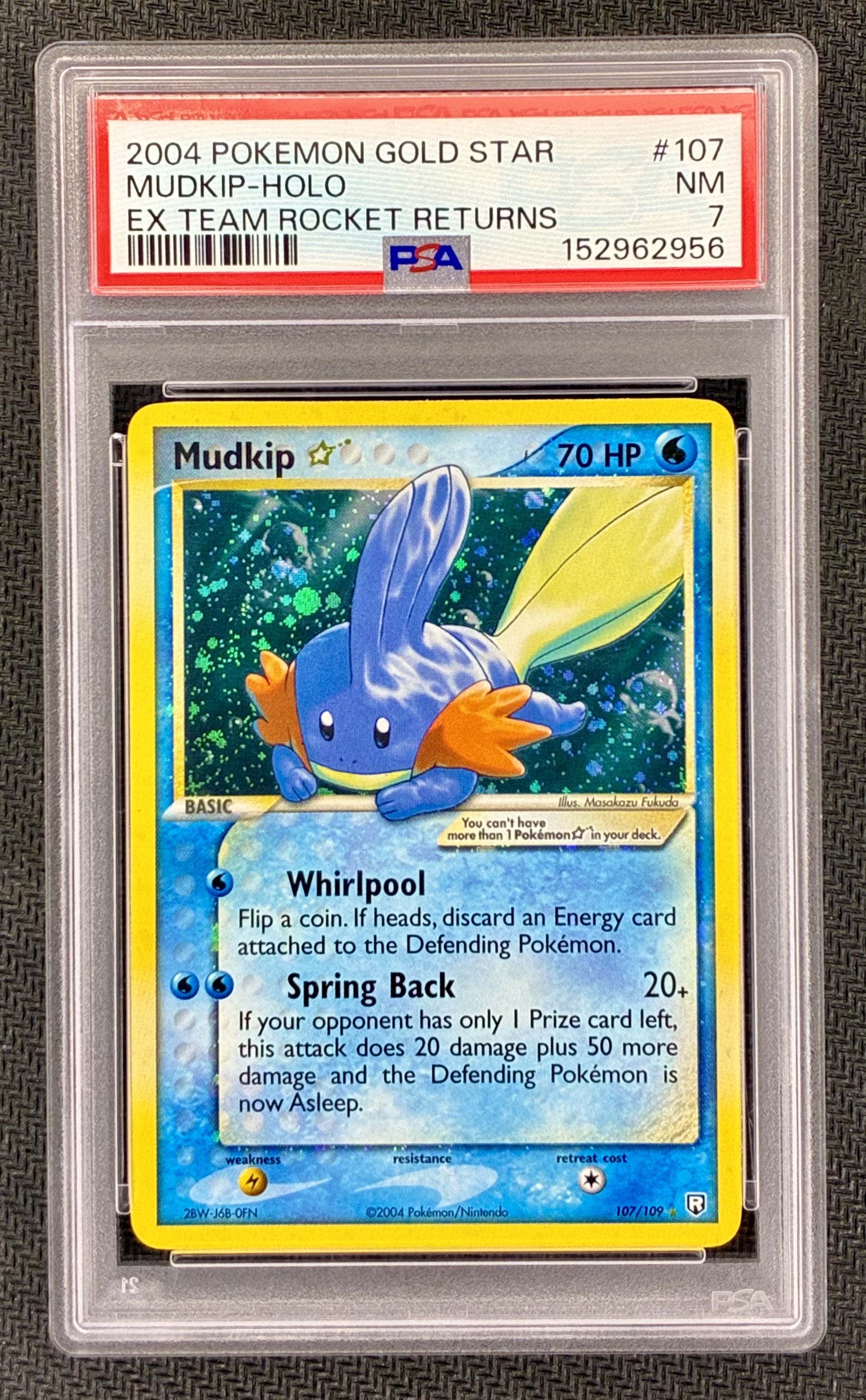 PSA 7 Mudkip Gold Star 107/109 Team Rocket Returns Pokemon Card