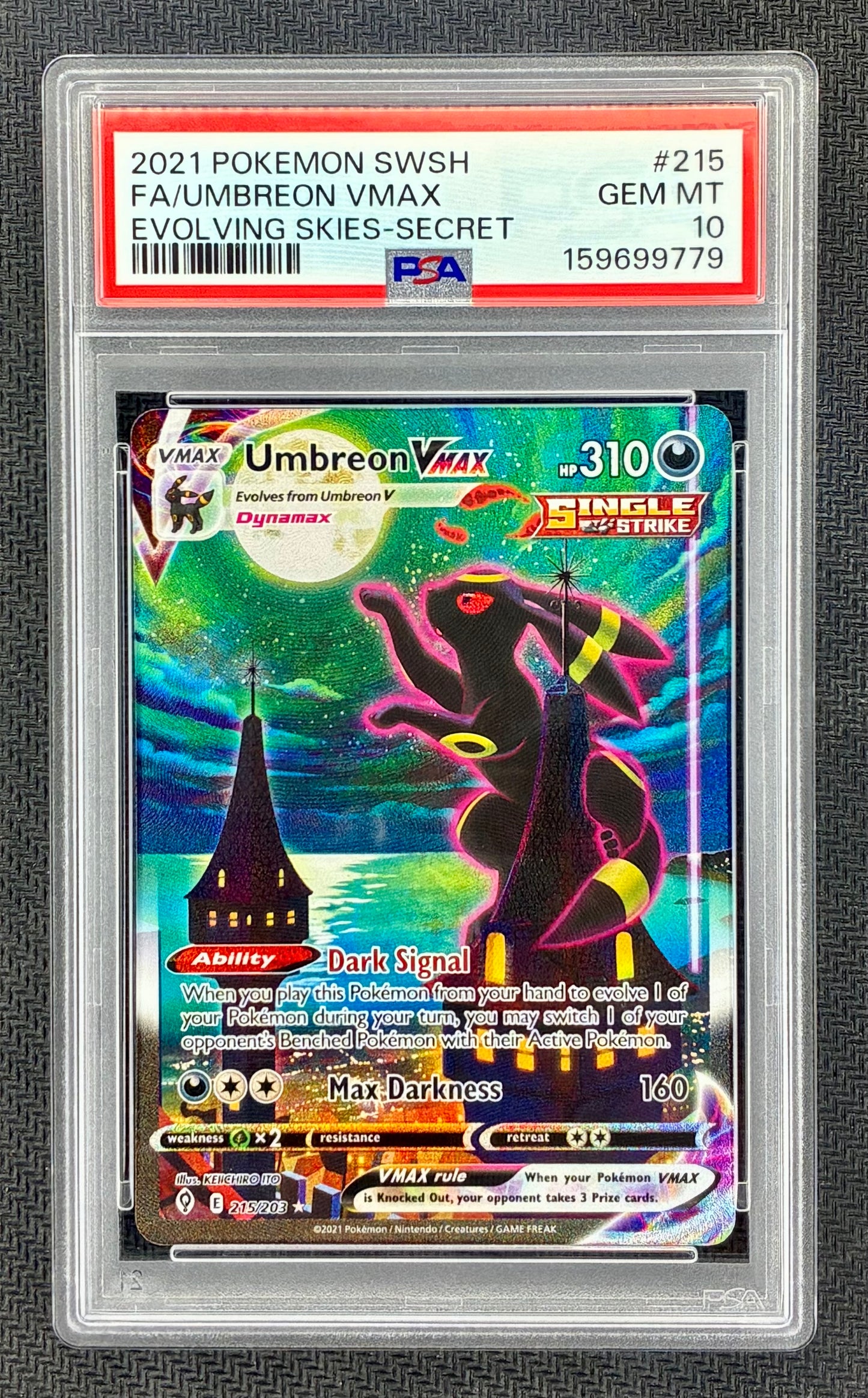 PSA 10 Umbreon VMAX 215/203 Evolving Skies Alt Art