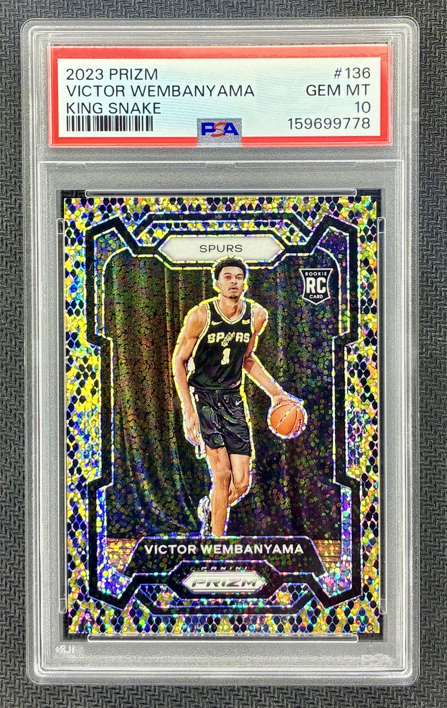 PSA 10 Victor Wembanyama King Snake Prizm #136 Basketball Card