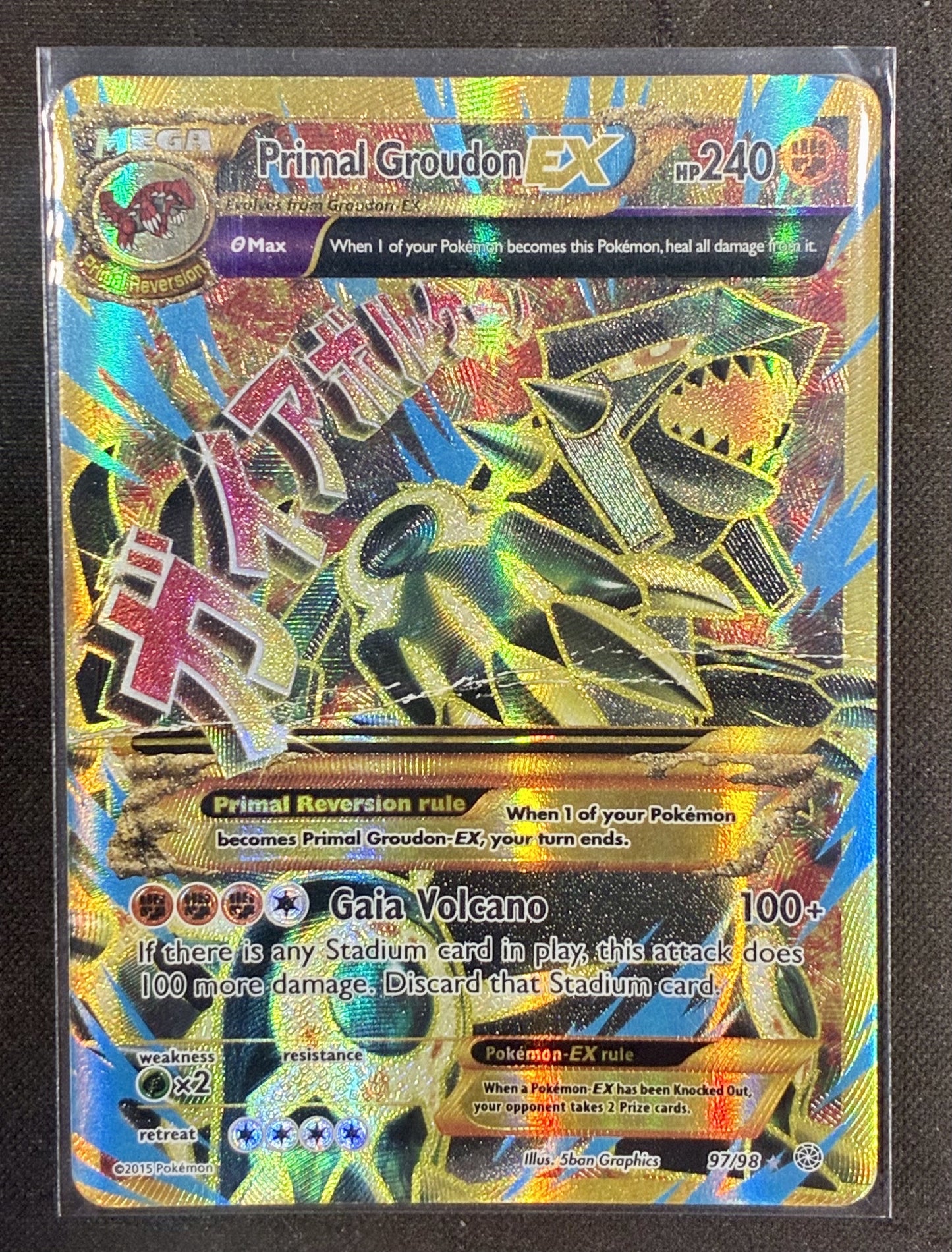 Pokemon Primal Groudon EX 97/98 Ancient Origins Damaged Card