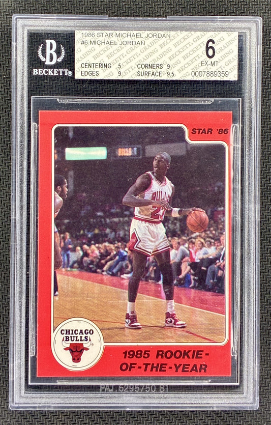 BGS 6 Michael Jordan 1986 Star #6 Rookie of the Year RC Basketball Card