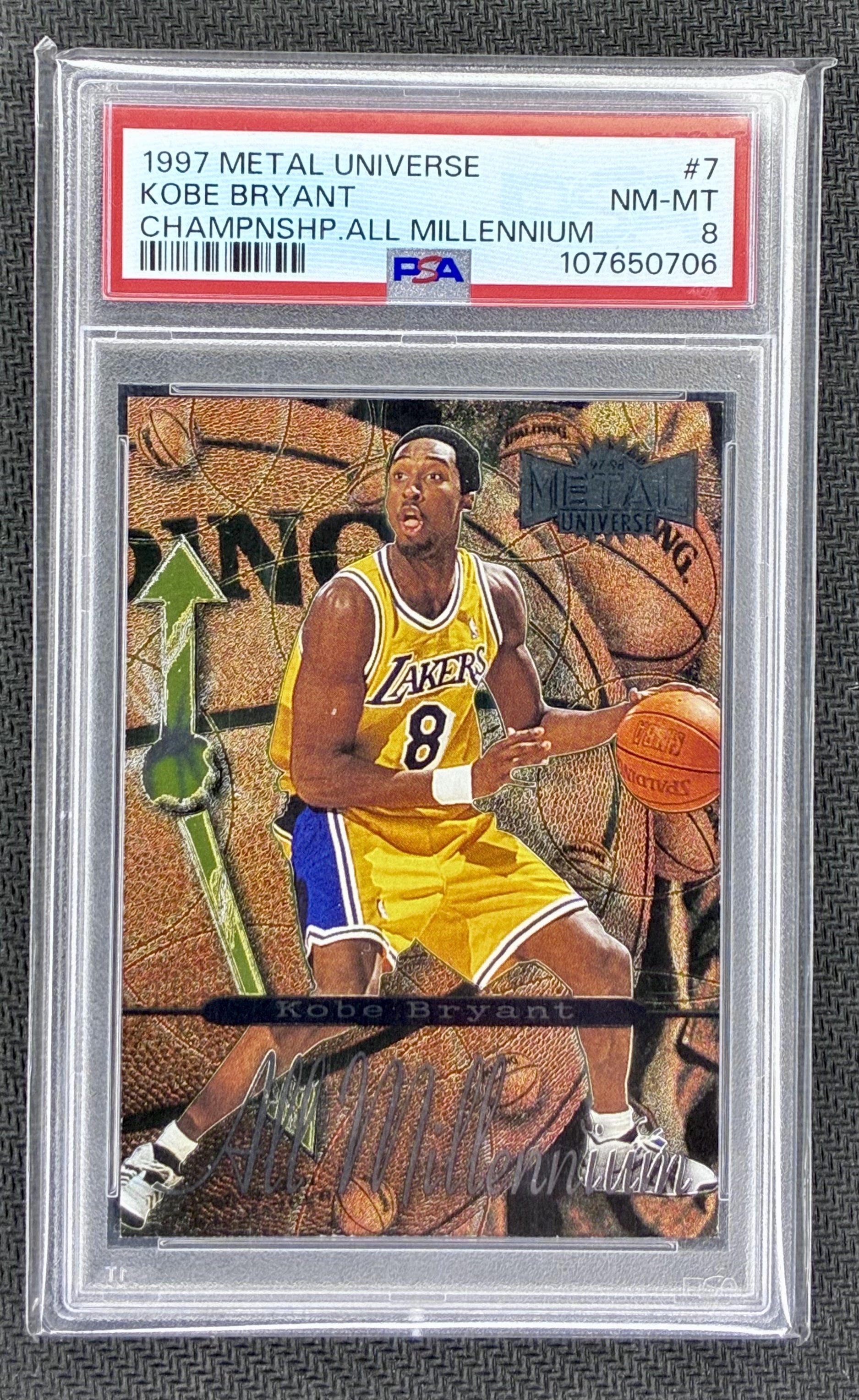 PSA 8 Kobe Bryant 1997-98 Metal Universe Championship All-Millennium Basketball Card