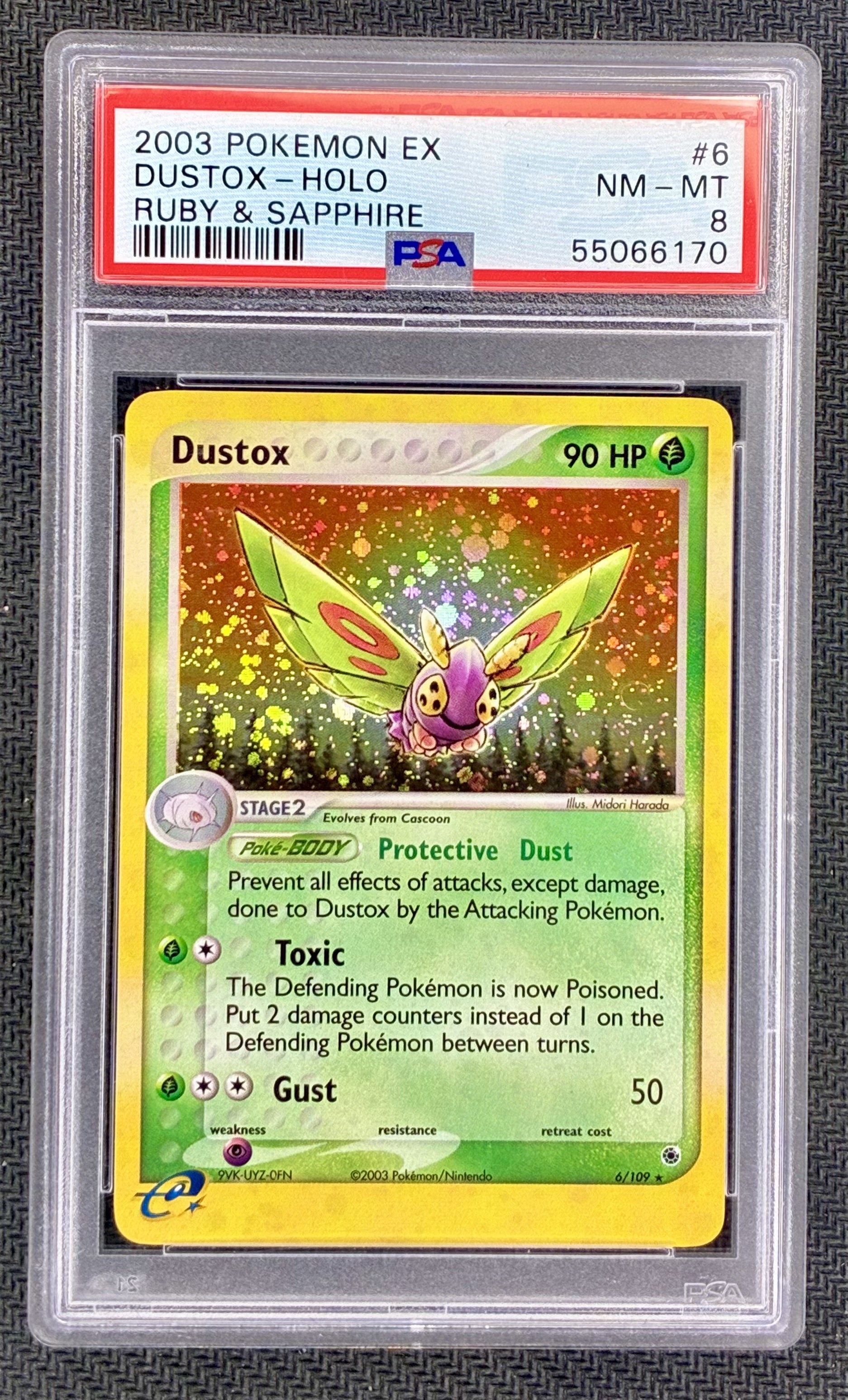 PSA 8 Dustox ex 6/109 Ruby Sapphire Holo Rare Pokemon Card