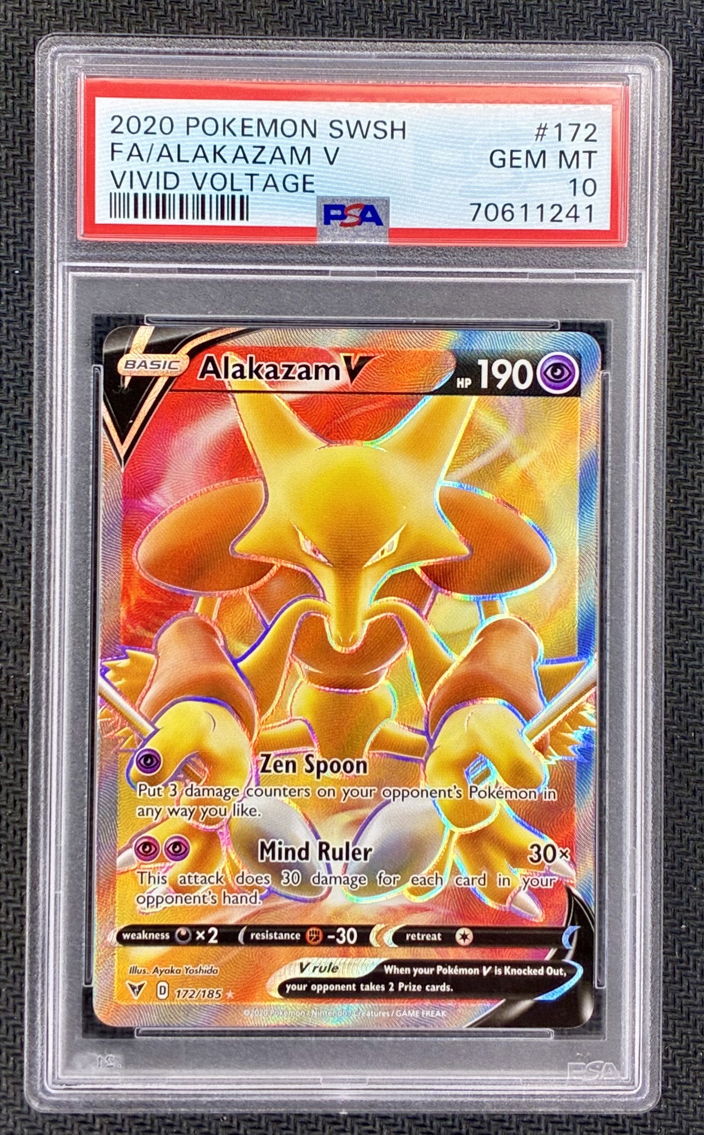 PSA 10 Alakazam V 172/185 Vivid Voltage Full Art Ultra Rare Pokemon Card