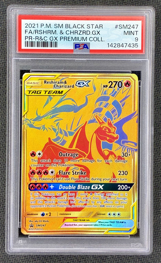 Reshiram & Charizard GX SM247 Black Star Promo TAG TEAM PSA 9 Pokemon Card