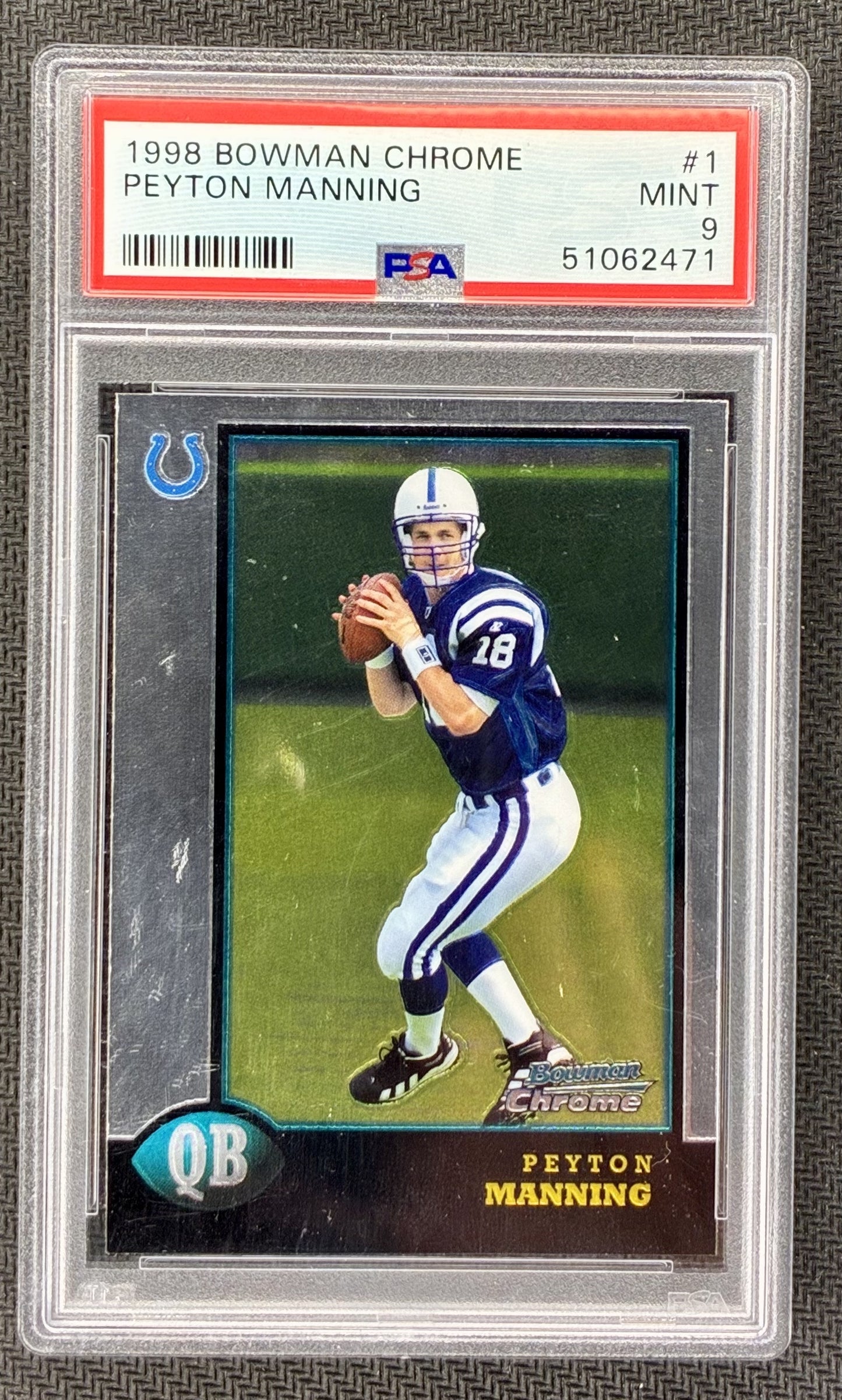 Peyton Manning 1998 Bowman Chrome Rookie #1 PSA 9 Football Card