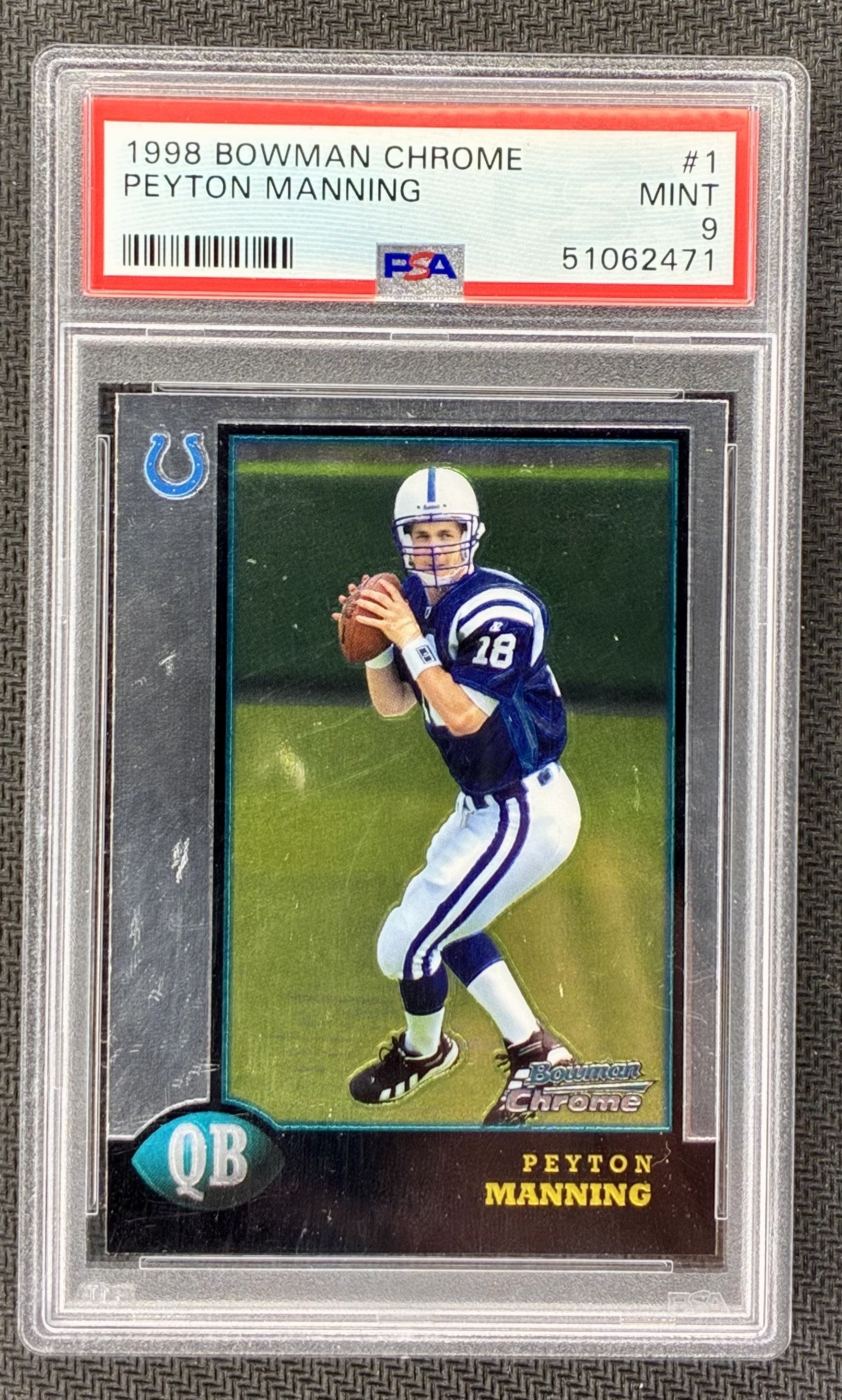Peyton Manning 1998 Bowman Chrome Rookie #1 PSA 9 Football Card