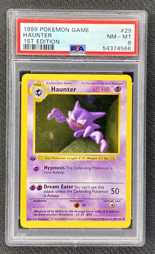 Haunter 29/102 1st Edition Base Set PSA 8 Pokemon Card