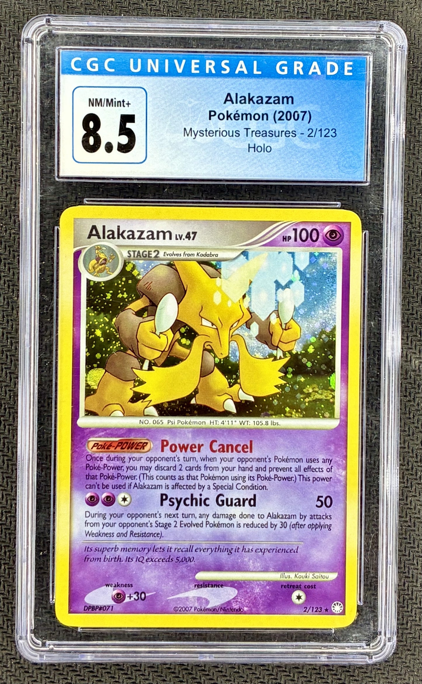 Pokemon Alakazam 2/123 2007 Mysterious Treasures Holo CGC 8.5 Card