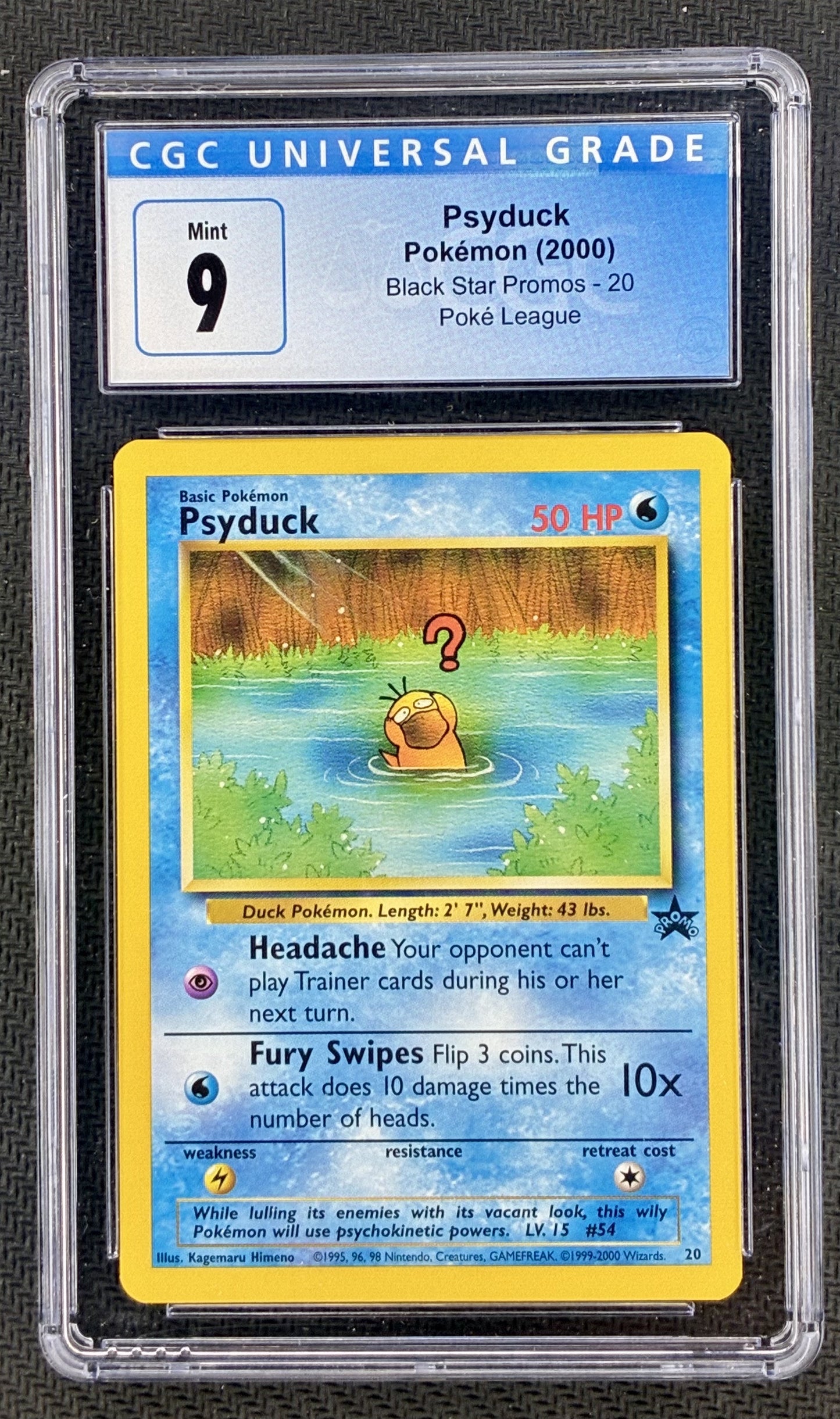 Pokemon Psyduck #20 2000 Black Star League Promo CGC 9 Card