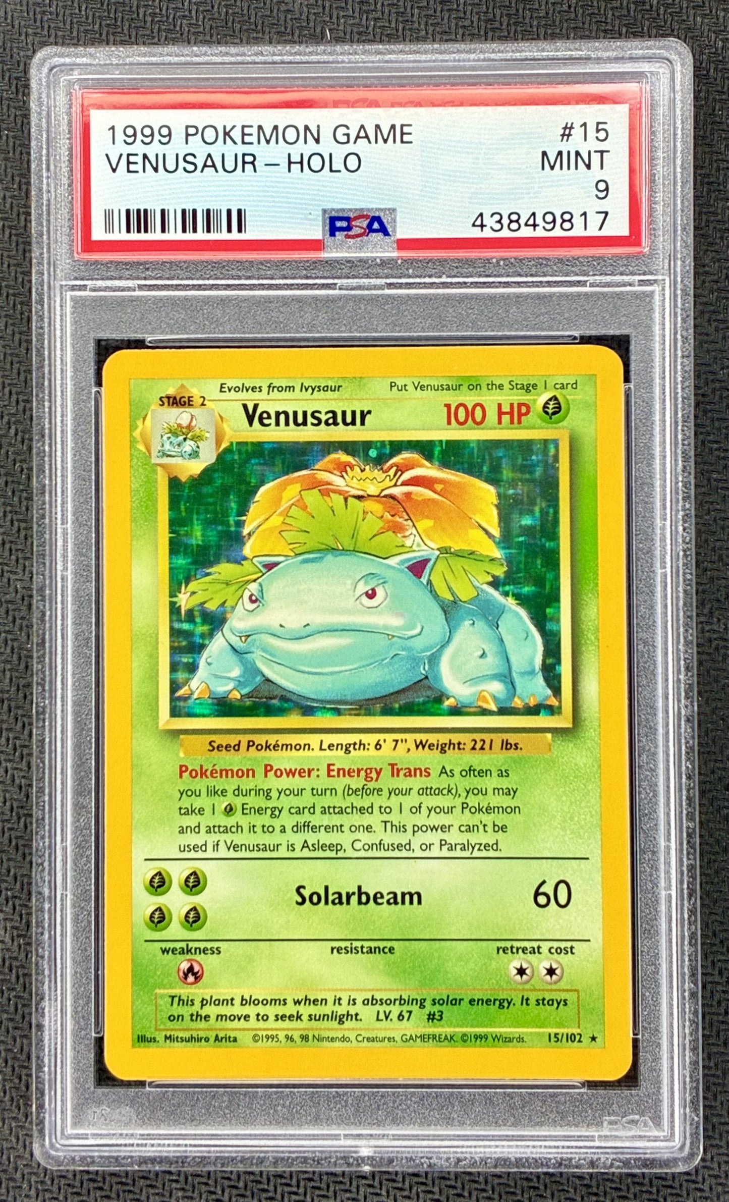Pokemon Venusaur 15/102 Base Set Unlimited PSA 9