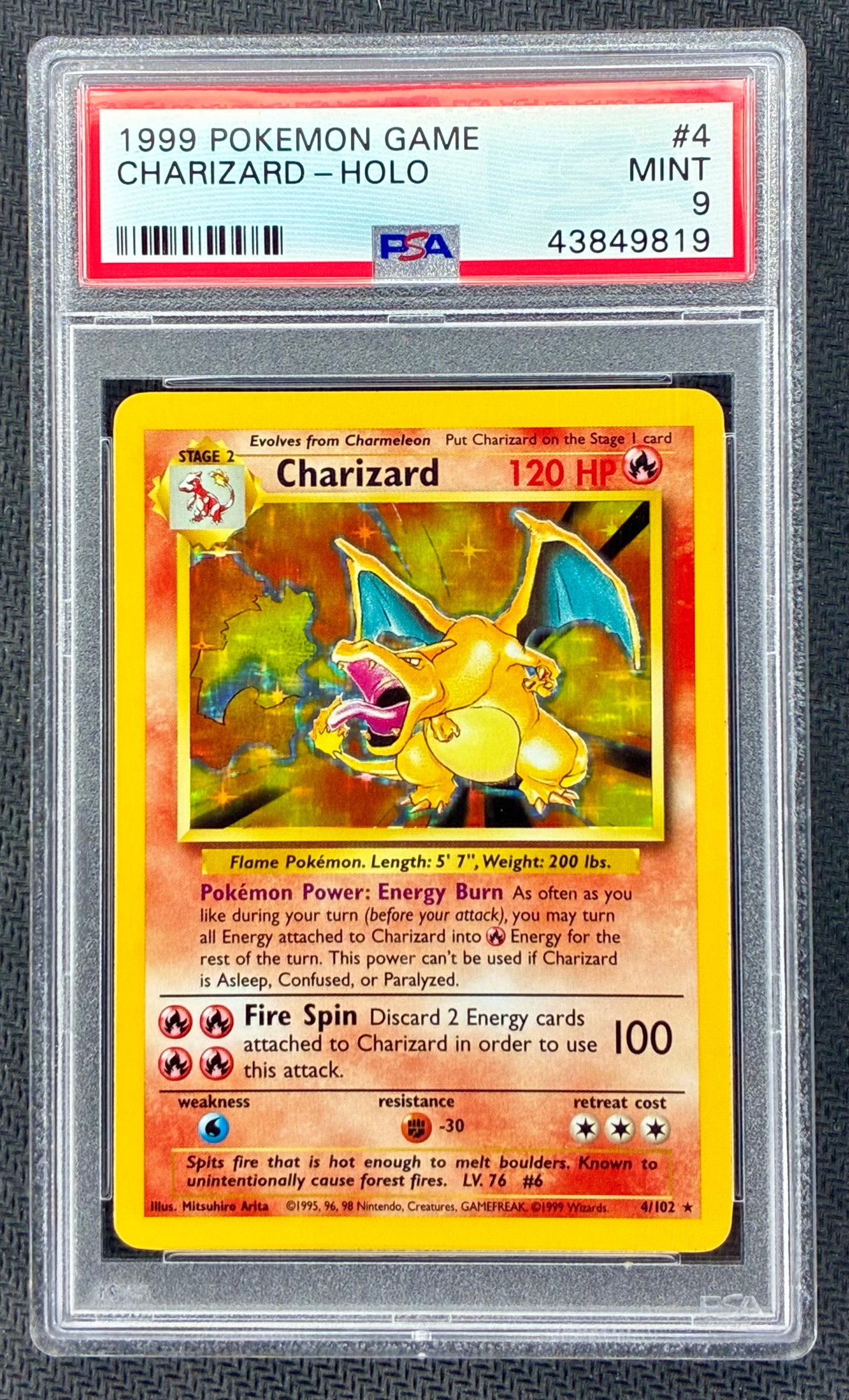 Charizard 4/102 Base Set Unlimited Holo PSA 9 Pokémon