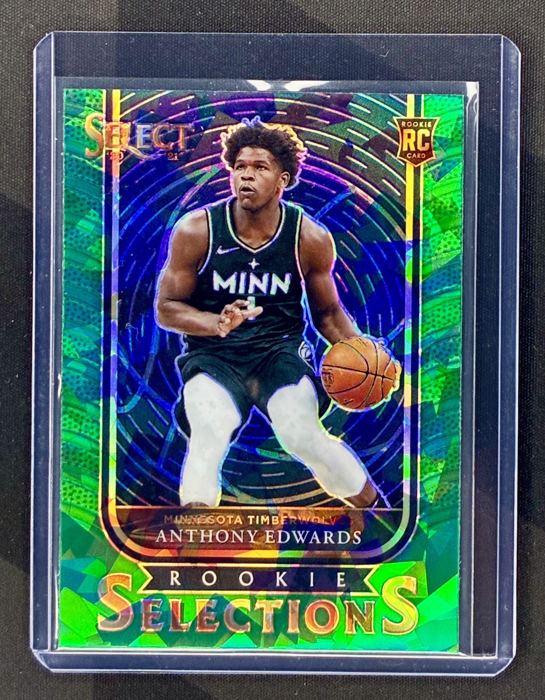 Anthony Edwards 2020 Select Rookie Selections Green Ice Rookie Card #5 Basketball Card