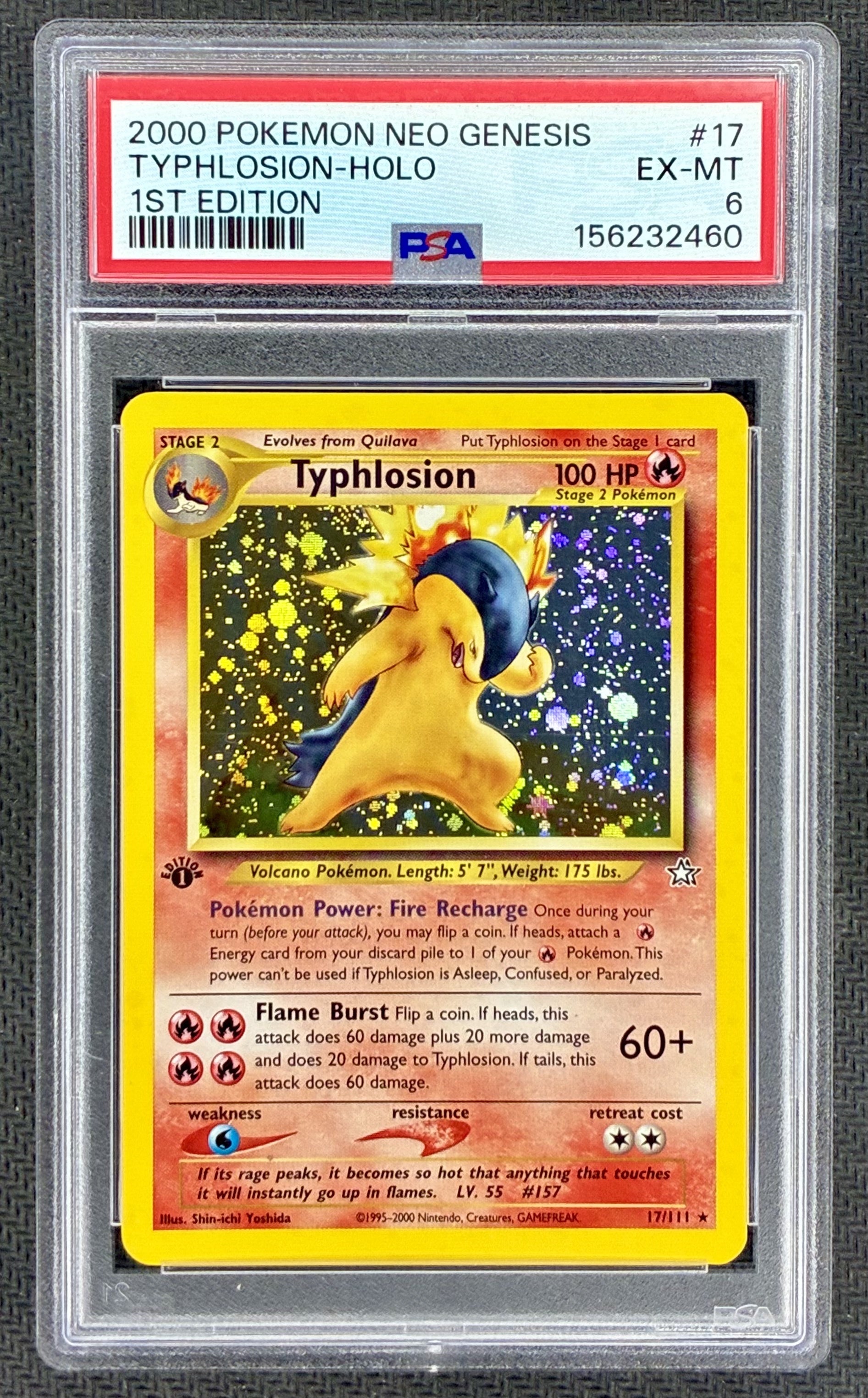 Pokemon Typhlosion 17/111 Neo Genesis 1st Edition Holo PSA 6 Card
