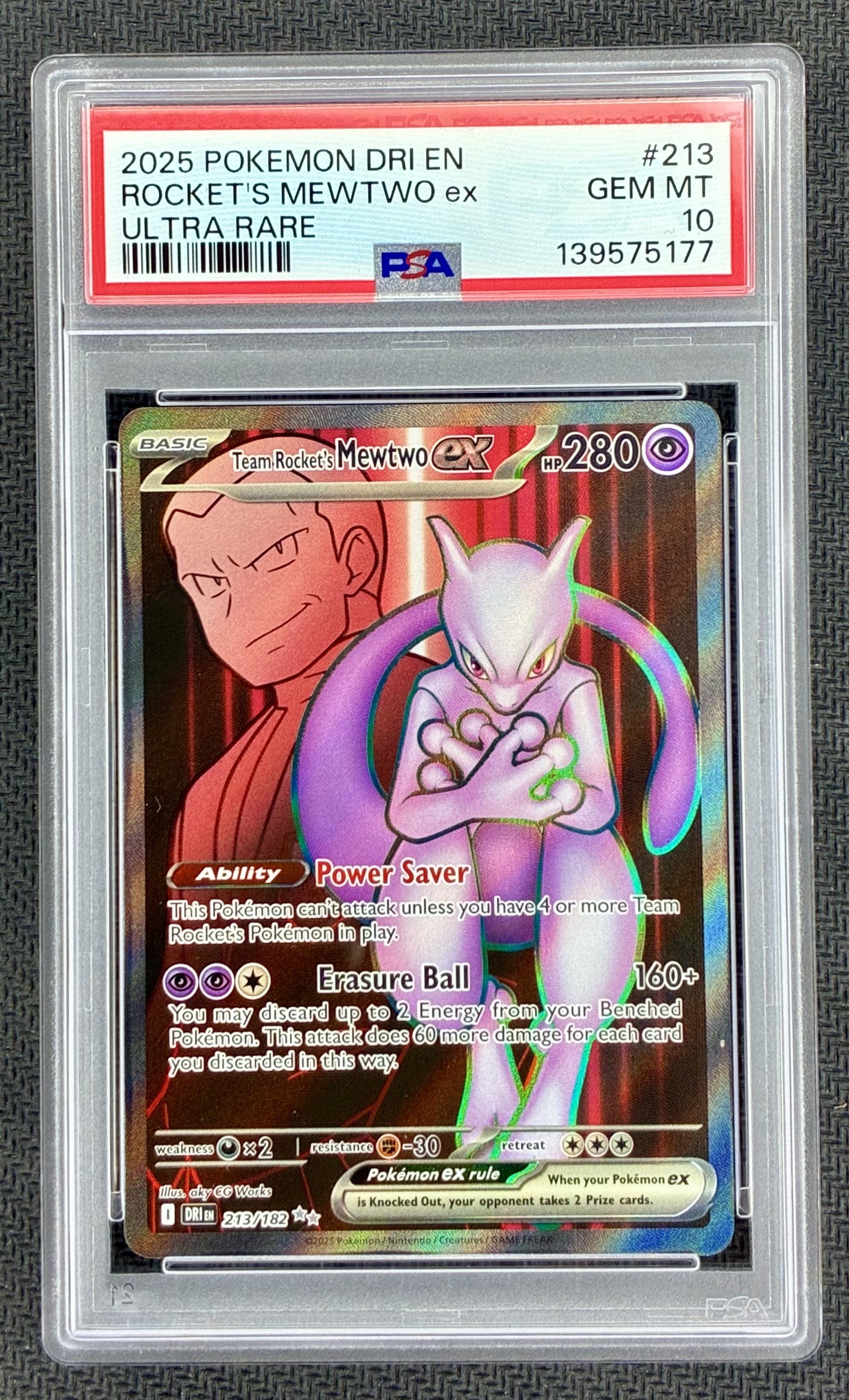 Pokemon Team Rocket's Mewtwo ex 213/182 Destined Rivals PSA 10 GEM MINT Card