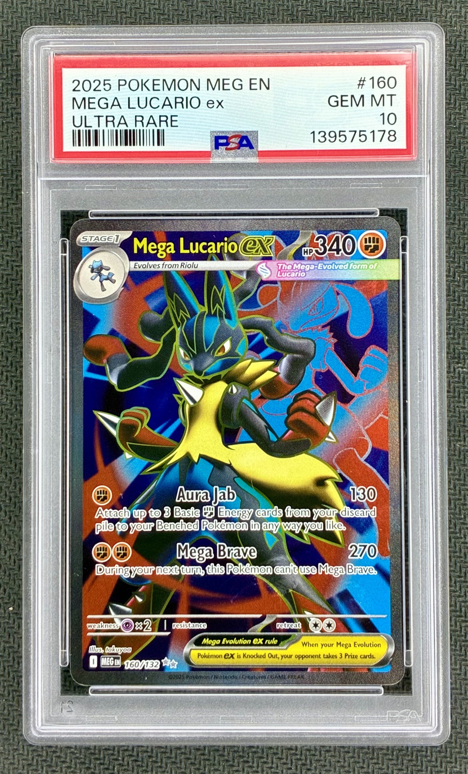 Pokemon Mega Lucario ex 160/132 Mega Evolution Holo PSA 10 GEM MINT Card