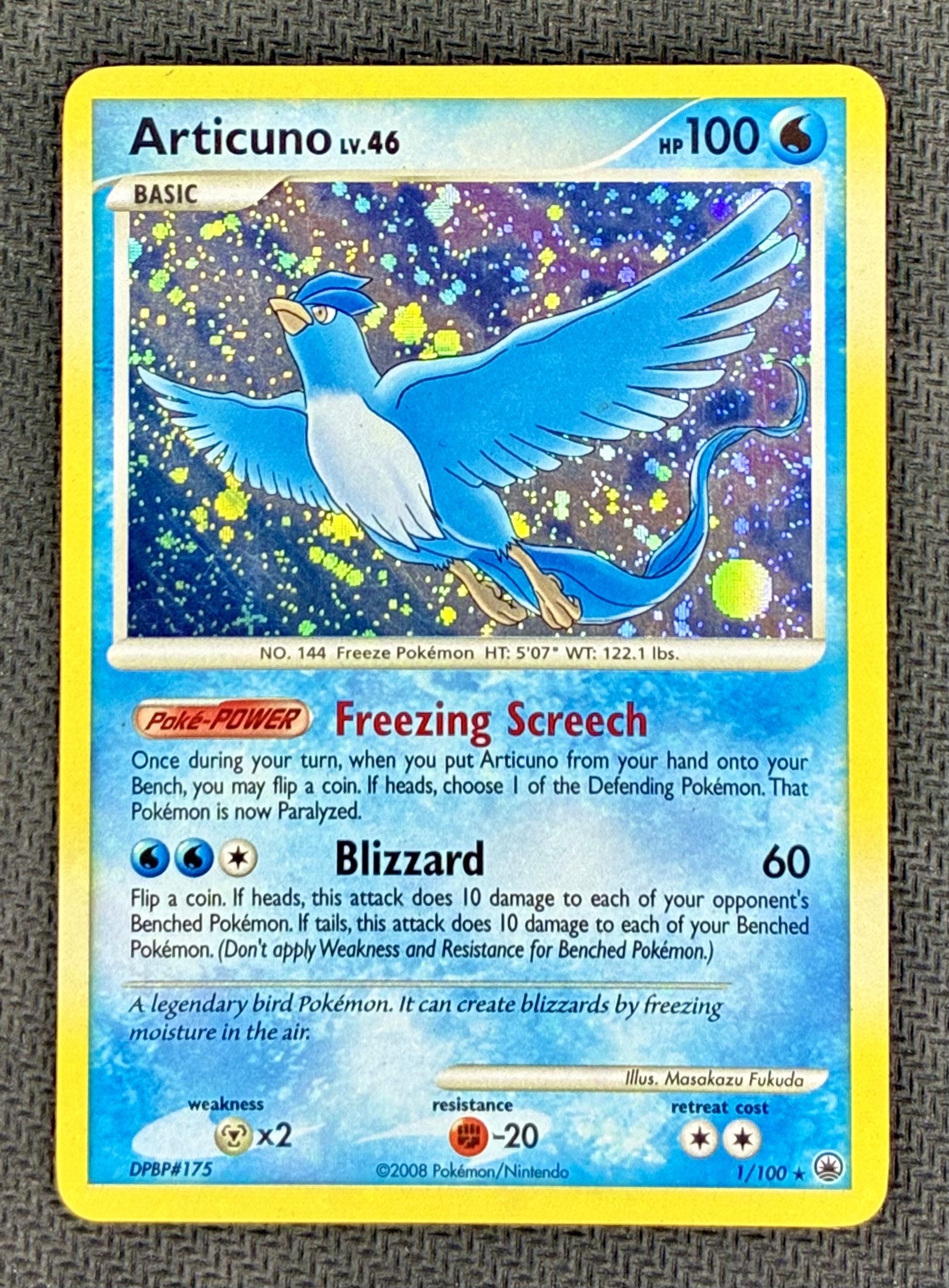 Pokemon Articuno 1/100 Majestic Dawn Holo Rare LP Card with Holo Bleed Effect