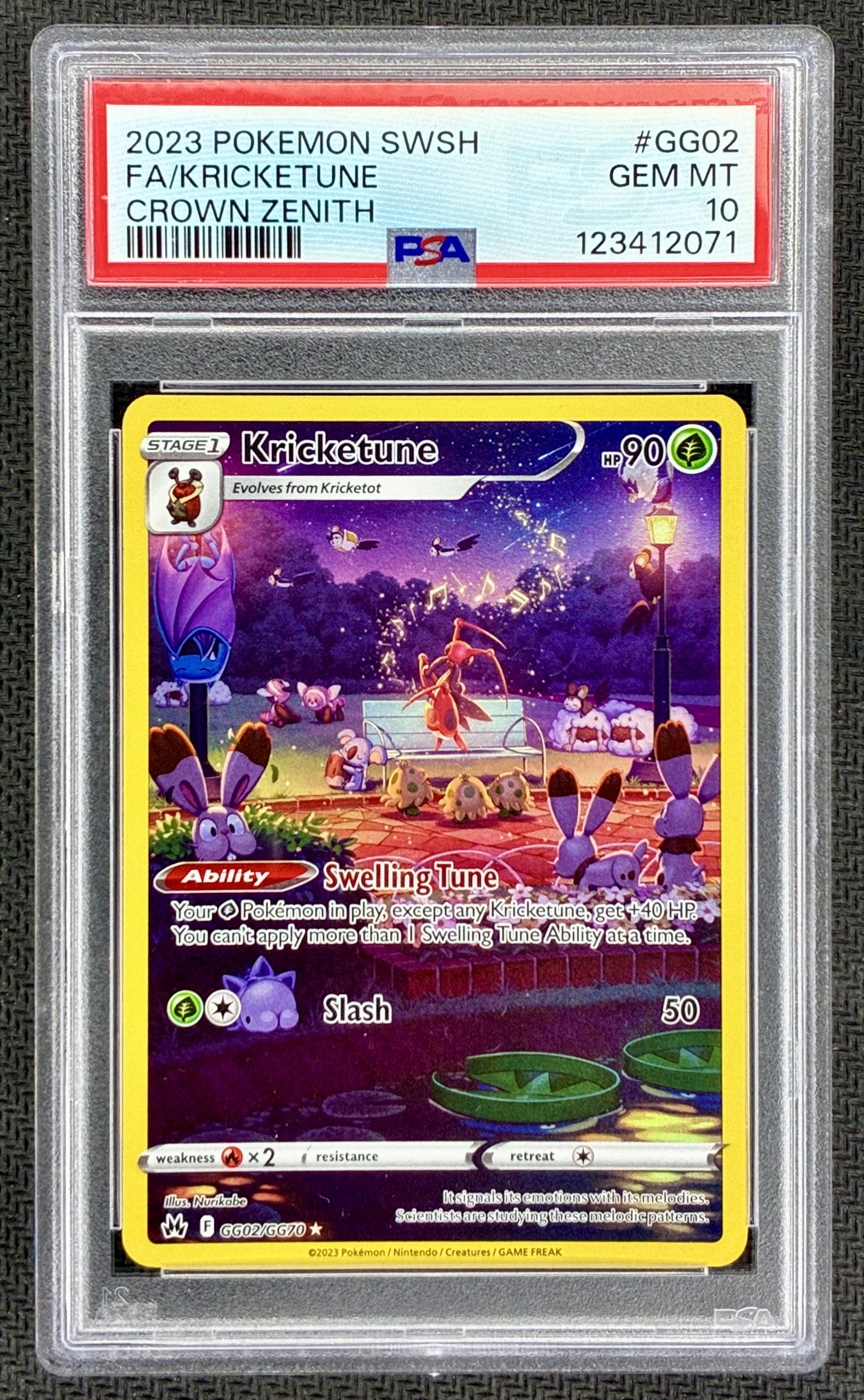 Pokemon Kricketune GG02 GG70 Crown Zenith Galarian Gallery PSA 10 GEM MINT Card
