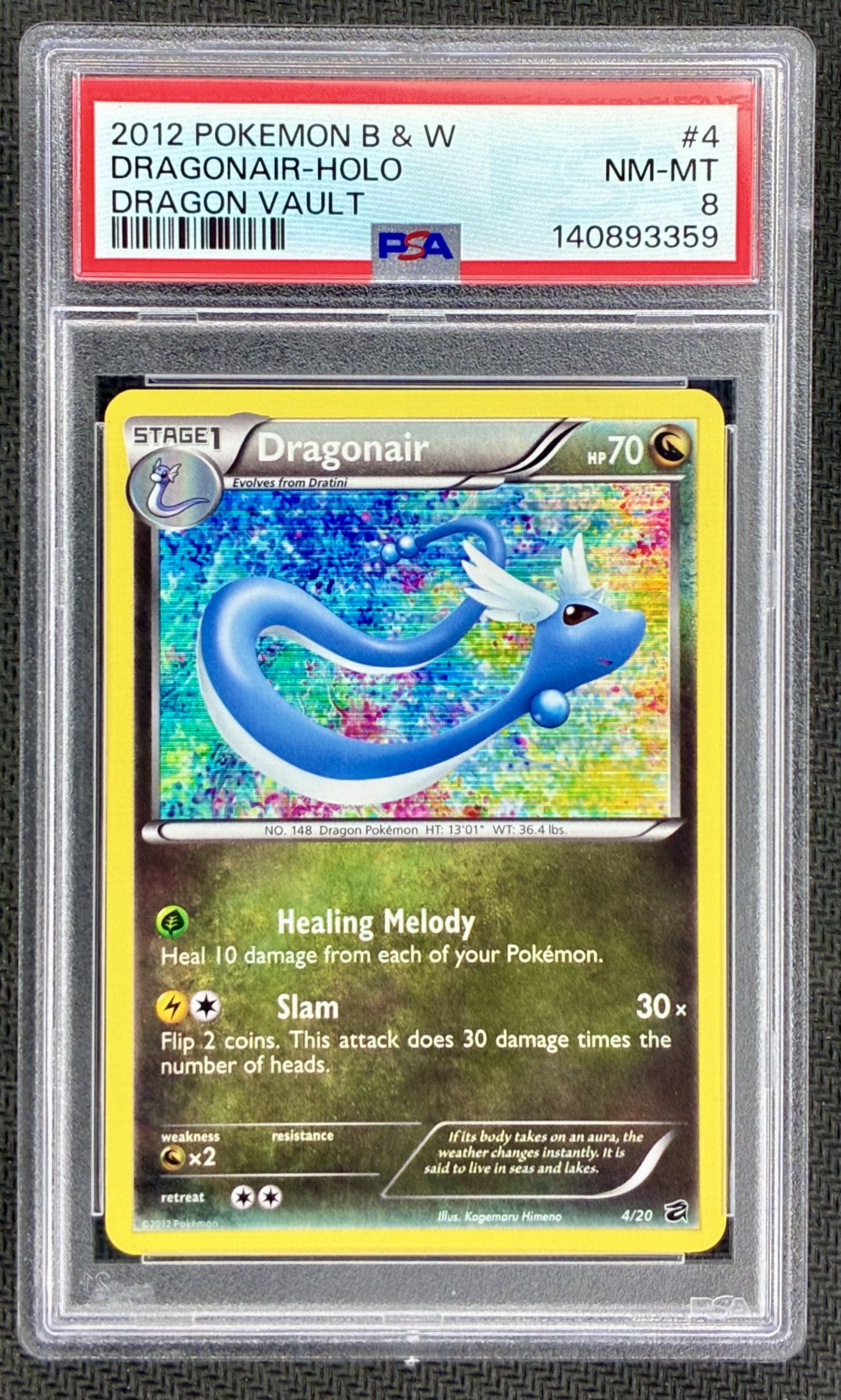 Pokemon Dragonair 4/20 Dragon Vault Holo Rare English PSA 8 Card
