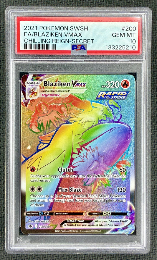 Pokemon Blaziken VMAX 200/198 Chilling Reign Secret Rare Alternate Art PSA 10 GEM MINT Card