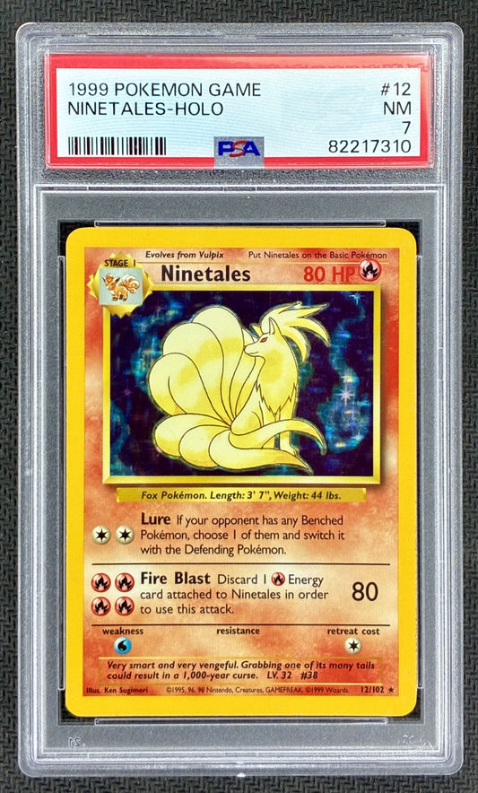 Pokemon Ninetales 12/102 Base Set Unlimited Holo Rare PSA 7 Near Mint Card