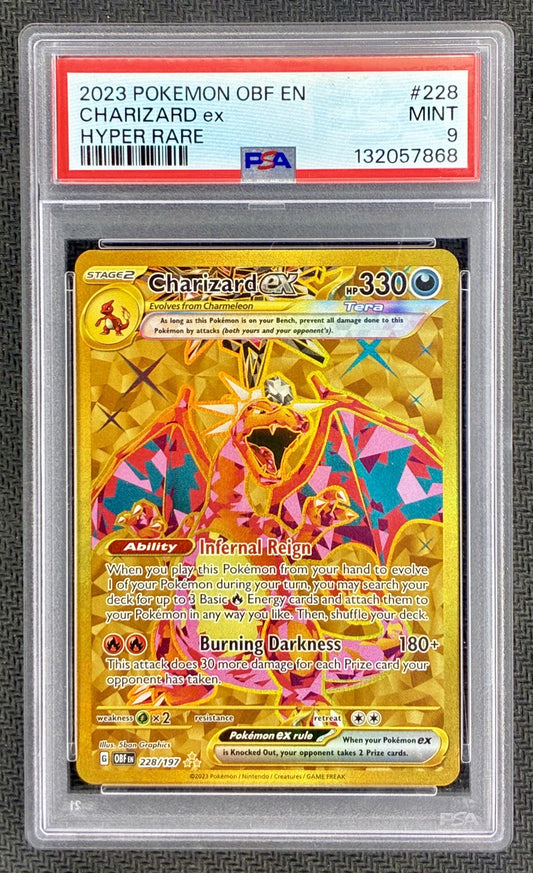Pokemon Charizard ex 228/197 Obsidian Flames Hyper Rare Gold PSA 9 MINT Card