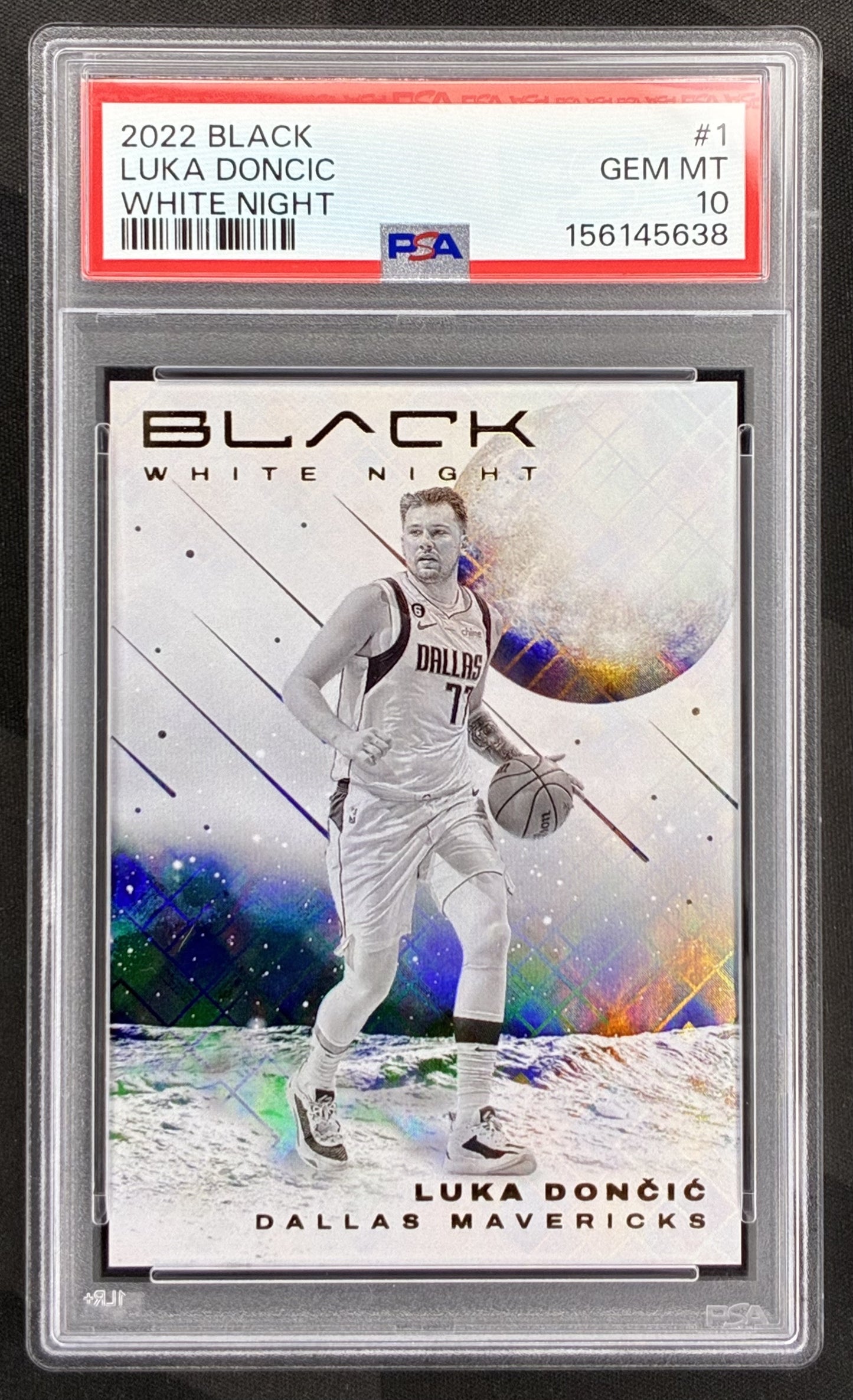 Luka Doncic 2022 Panini Black White Night #1 PSA 10 GEM MINT SSP Case Hit Card
