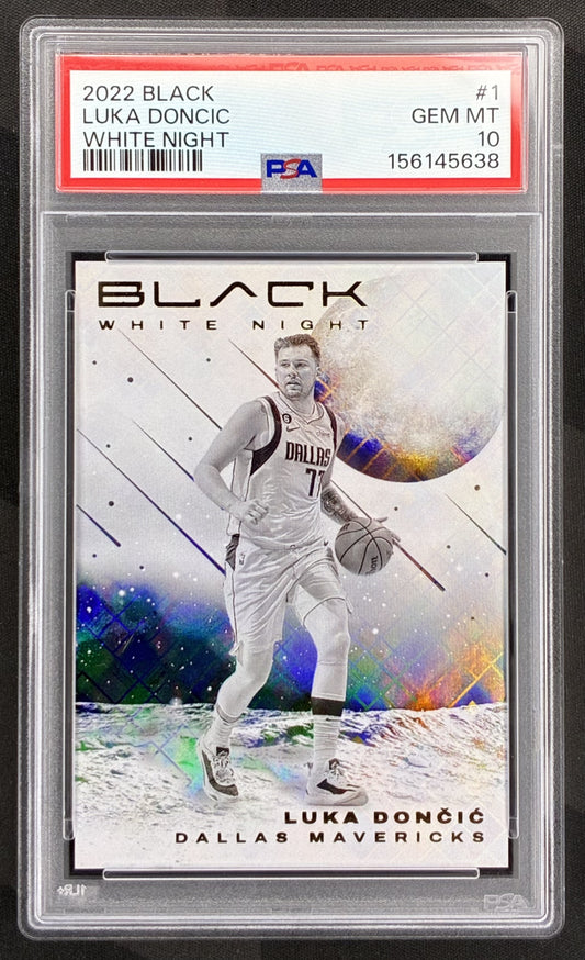 Luka Doncic 2022 Panini Black White Night #1 PSA 10 GEM MINT SSP Case Hit Card