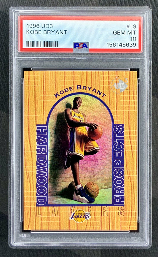 Kobe Bryant 1996 UD3 #19 Rookie Card PSA 10 GEM MINT Los Angeles Lakers Graded Card