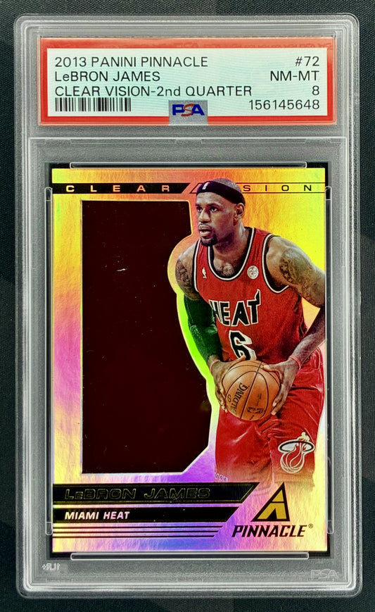 LeBron James 2013 Panini Pinnacle Clear Vision #72 2nd Quarter PSA 8 Card Serial Numbered to 36 Copies