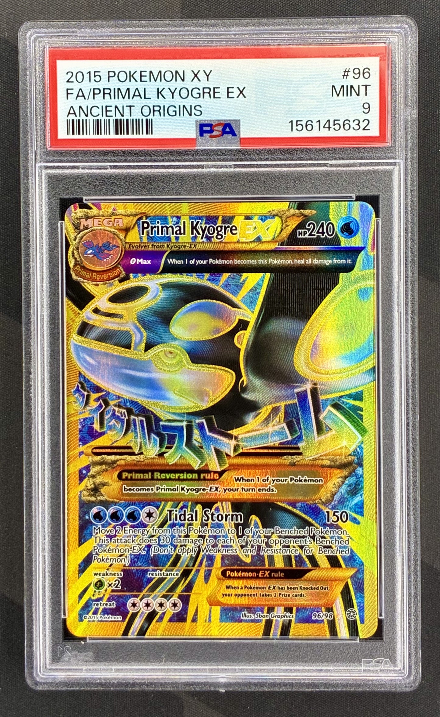 Pokemon Primal Kyogre EX 96 98 Full Art XY Ancient Origins PSA 9 MINT Card
