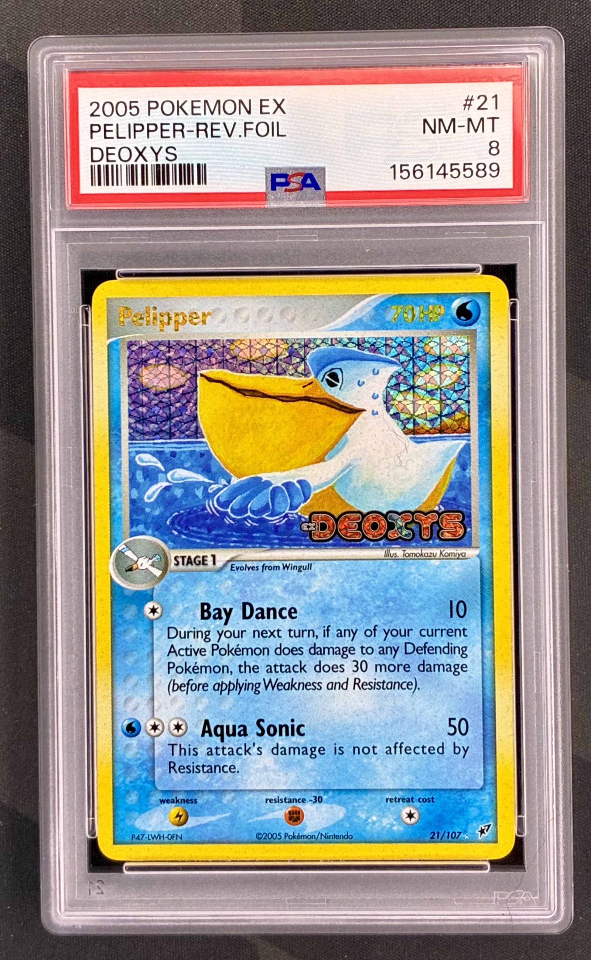 Pokemon Pelipper 21 107 Reverse Holo EX Deoxys PSA 8 NM MT Graded Card English Pokemon TCG Collectible