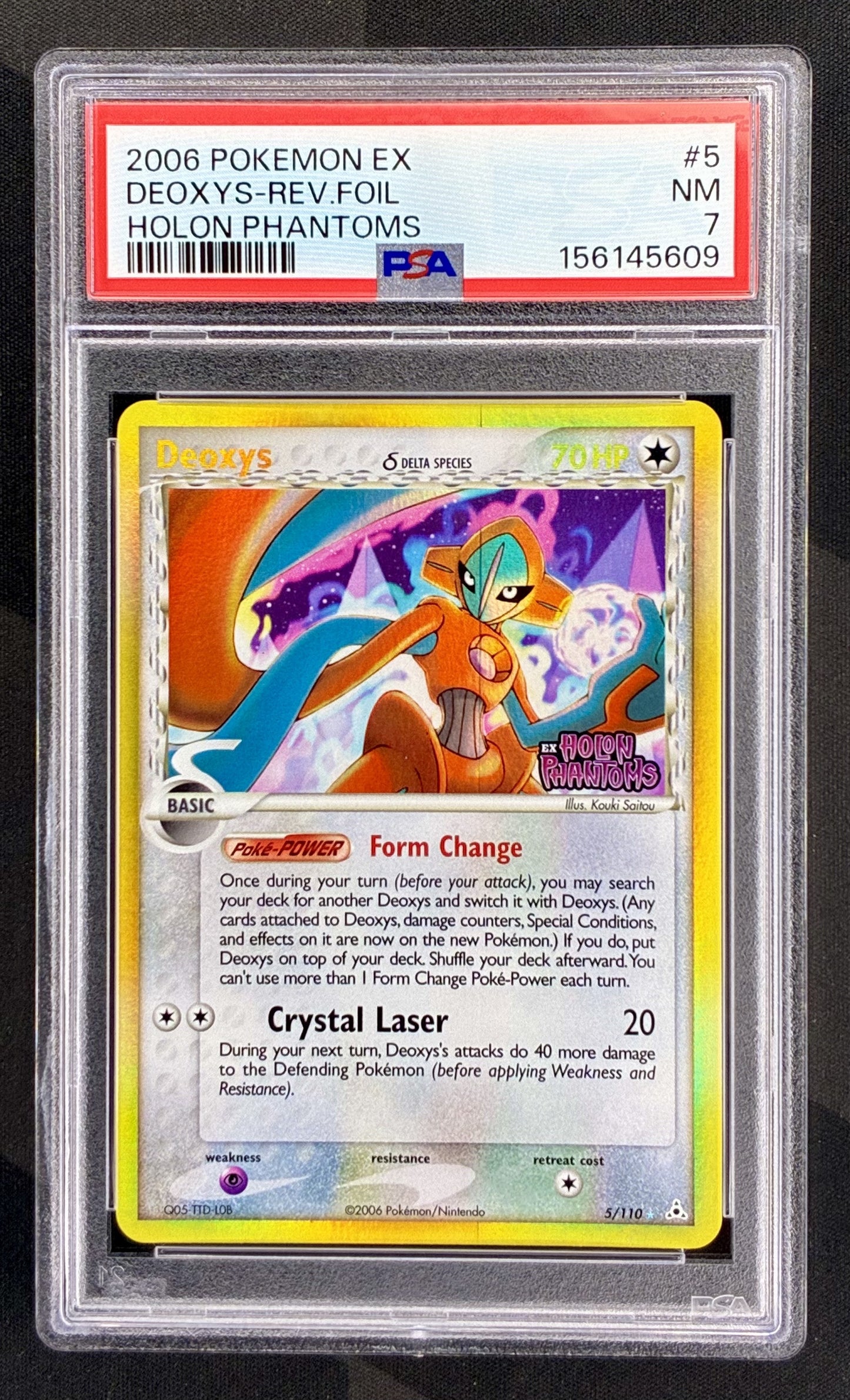 Pokemon Deoxys Delta Species 5 110 Reverse Holo Stamped EX Holon Phantoms PSA 7 NM Graded English Pokemon Card Collectible