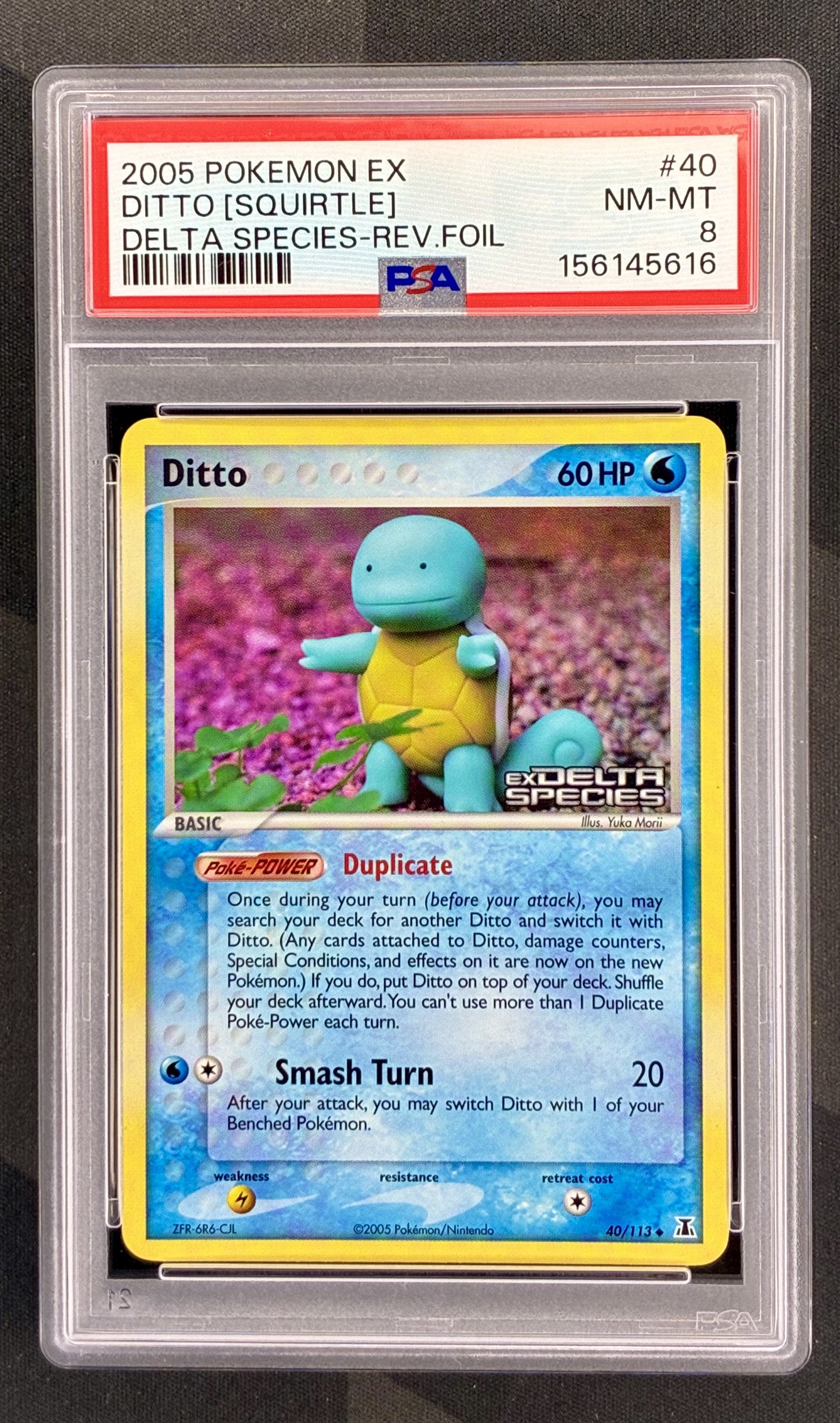 Pokemon Ditto Squirtle 40 113 Reverse Holo EX Delta Species PSA 8 NM MT Graded English Pokemon Card Collectible