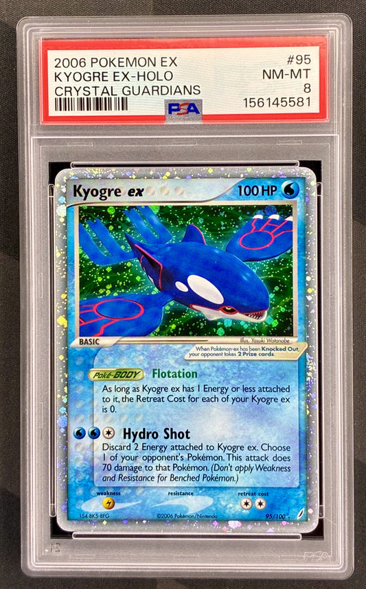 Pokemon Kyogre 95 100 Holo Rare EX Crystal Guardians PSA 8 NM MT Graded English Pokemon Card Collectible