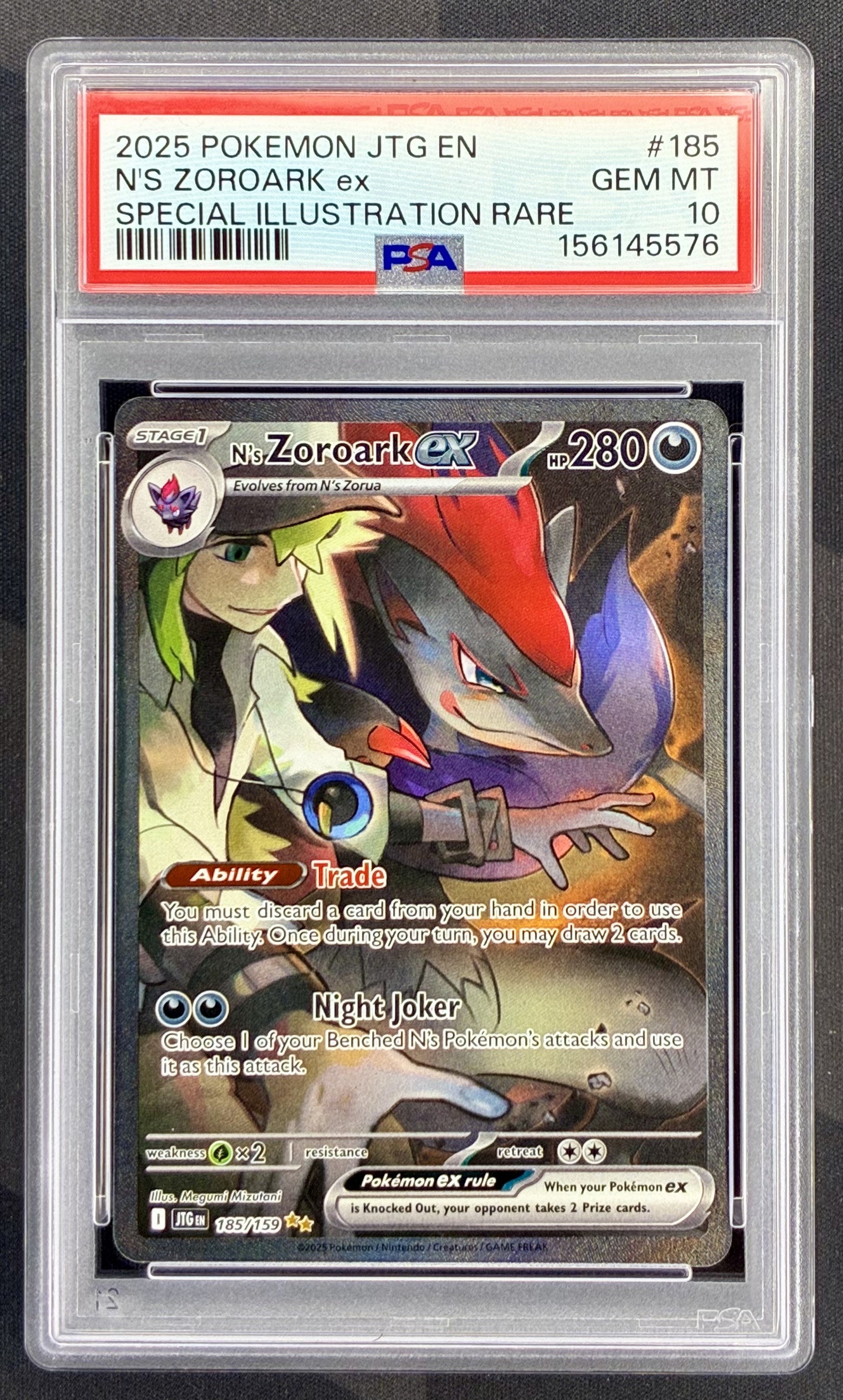 Pokemon N's Zoroark ex 185 159 Journey Together PSA 10 GEM MINT Graded Pokemon Card English Edition