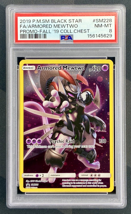 Pokemon Armored Mewtwo SM228 Sun and Moon Black Star Promo PSA 8 NM MT Graded English Pokemon Card Collectible