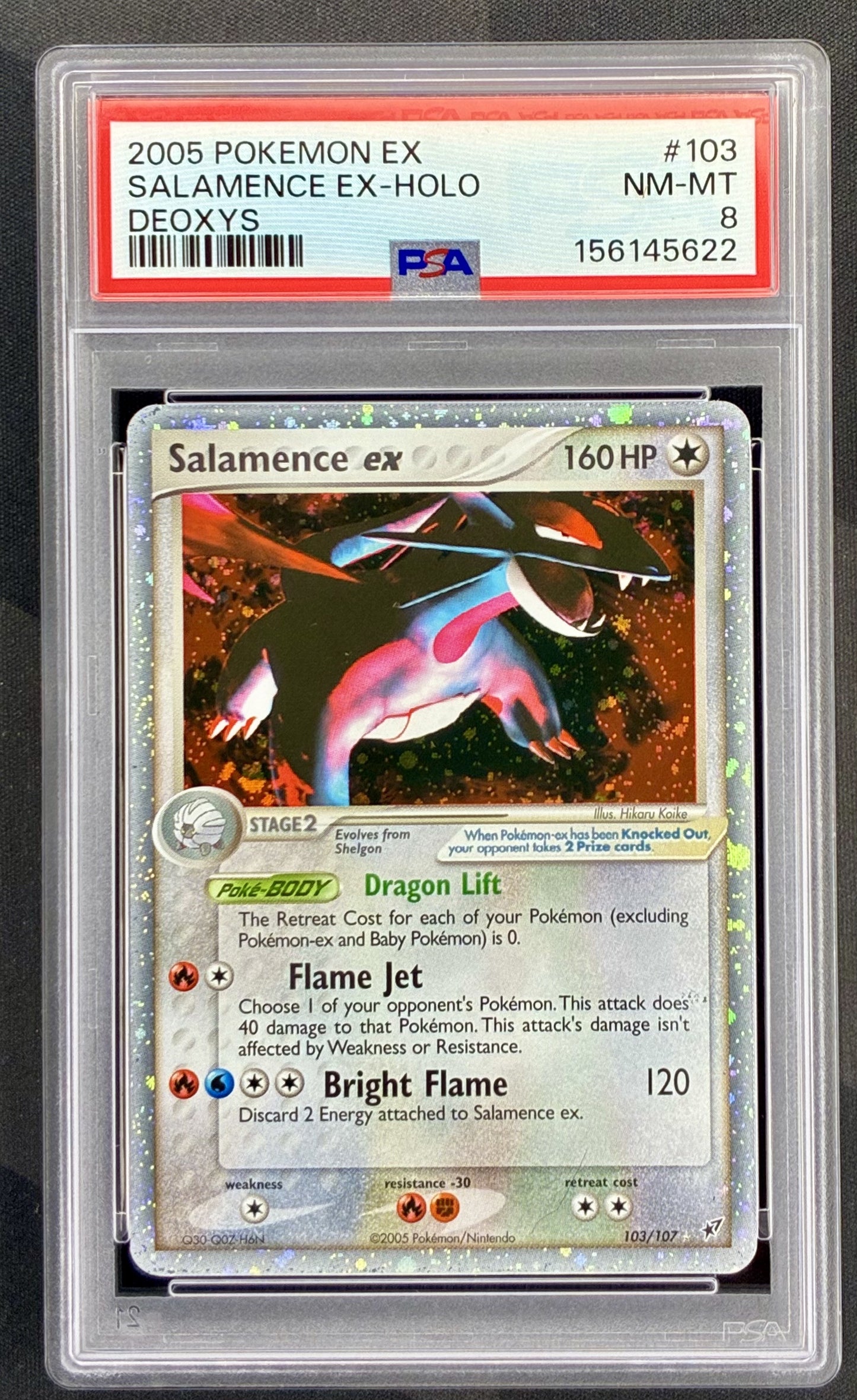 Pokemon Salamence ex 103 107 EX Deoxys Ultra Rare PSA 8 NM MT Graded English Pokemon Card Collectible