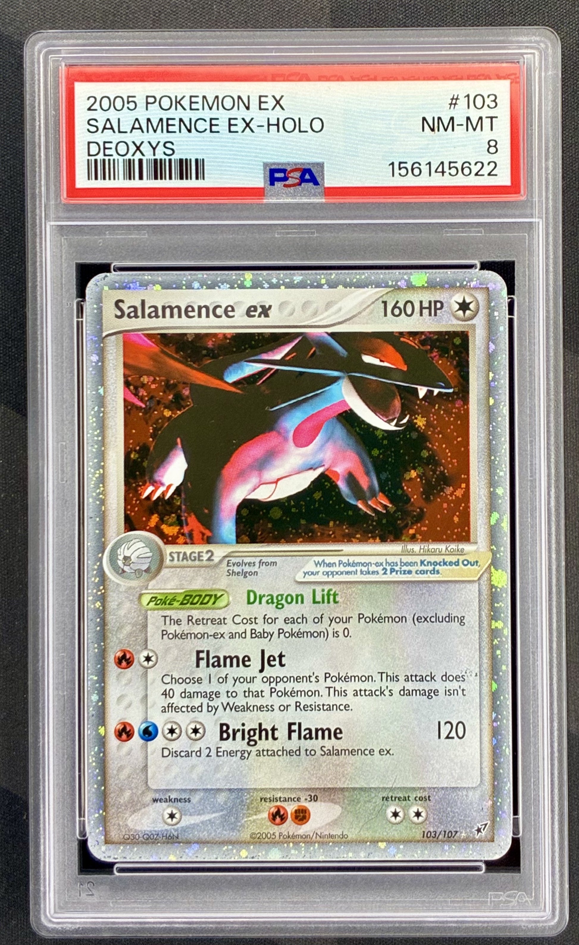 Pokemon Salamence ex 103 107 EX Deoxys Ultra Rare PSA 8 NM MT Graded English Pokemon Card Collectible