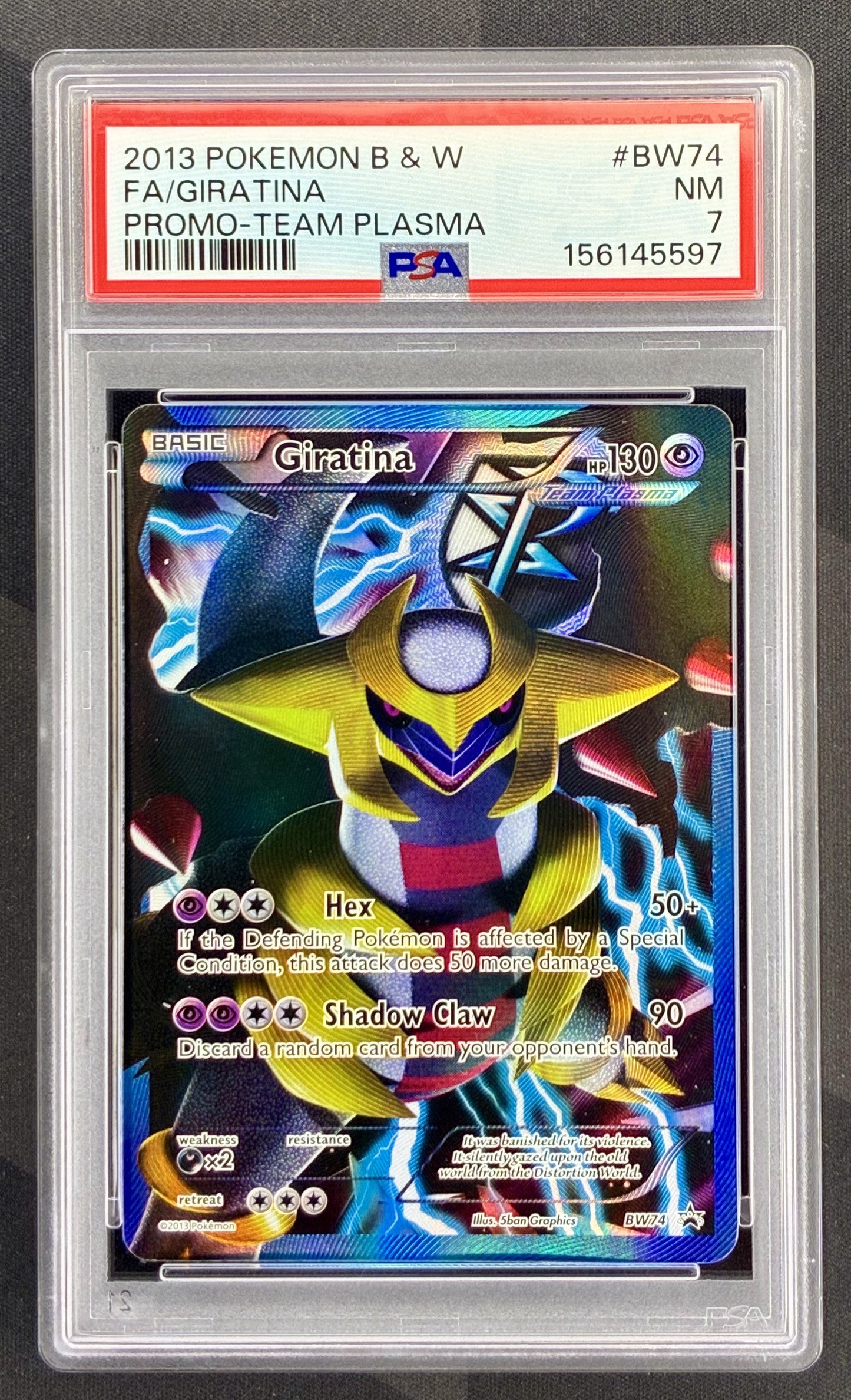 Pokemon Giratina BW74 Full Art Black Star Promo PSA 7 Near Mint Graded English Pokemon Card Collectible
