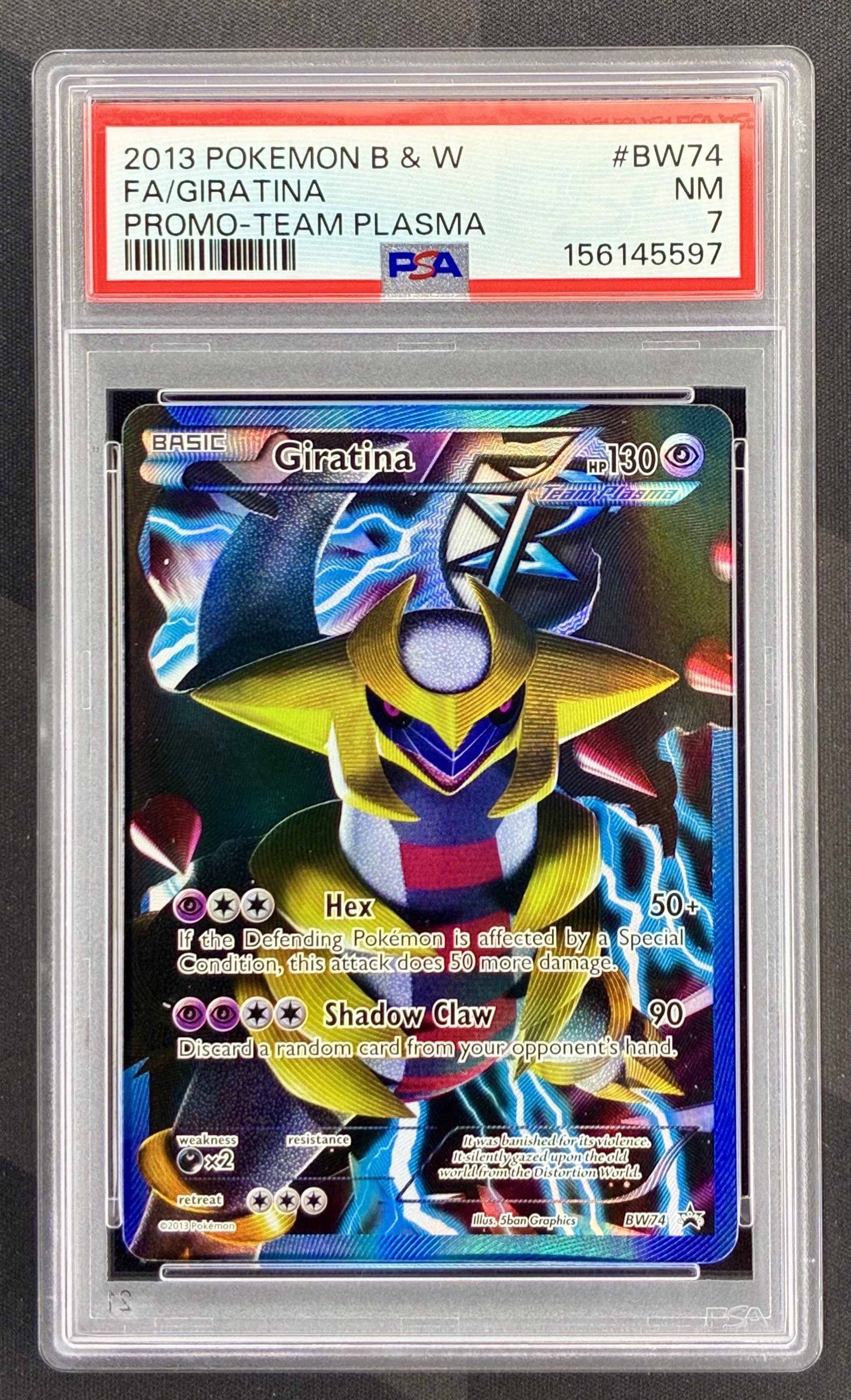Pokemon Giratina BW74 Full Art Black Star Promo PSA 7 Near Mint Graded English Pokemon Card Collectible