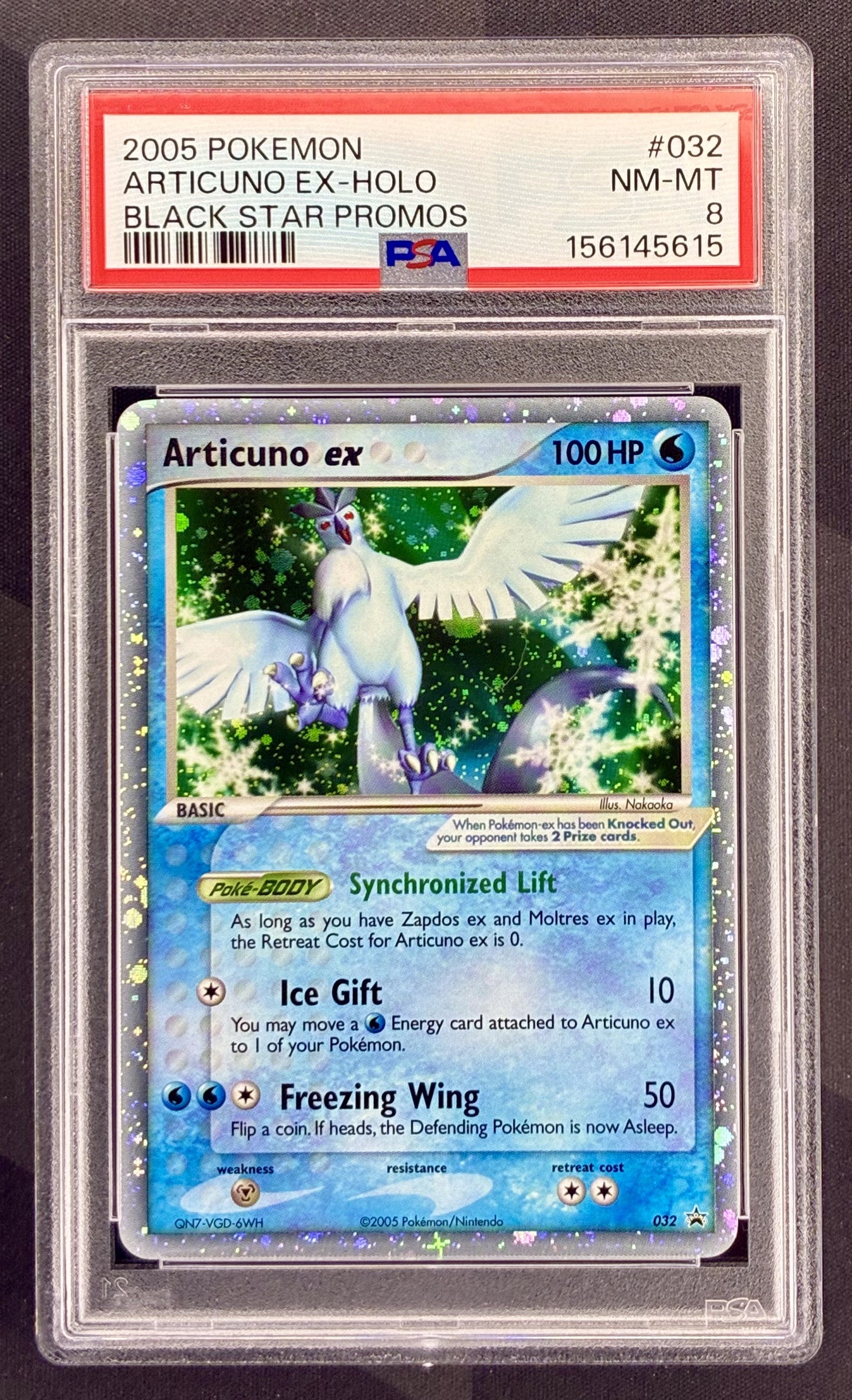 Pokemon Articuno ex 32 Black Star Promo Holo PSA 8 NM MT Graded English Pokemon Card Collectible