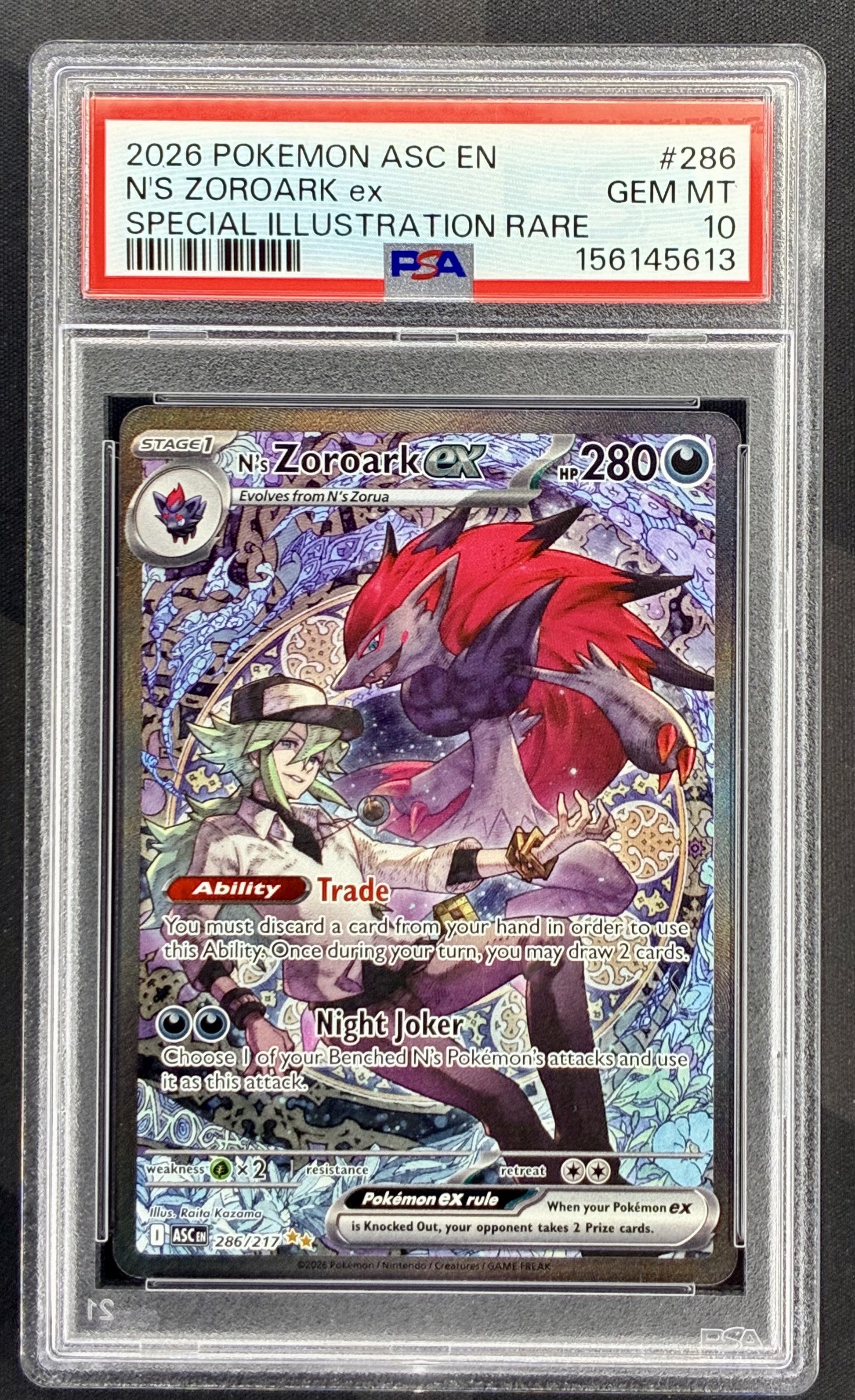Pokemon N's Zoroark ex 286 217 Special Illustration Rare SIR PSA 10 GEM MINT Graded Pokemon Card English Edition
