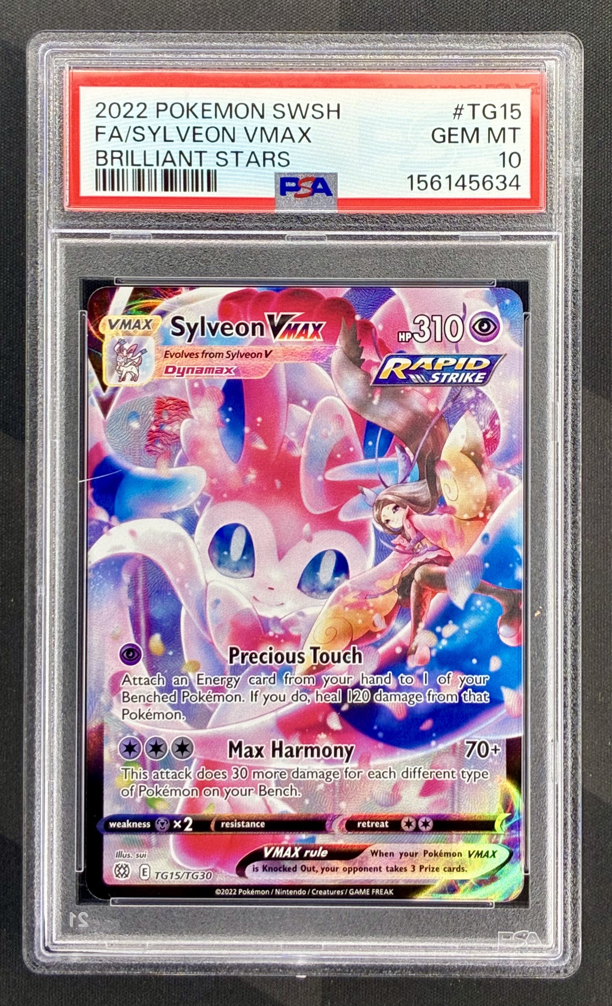 Pokemon Sylveon VMAX TG15 TG30 Trainer Gallery Holo Brilliant Stars PSA 10 GEM MINT English Pokemon Card Collectible